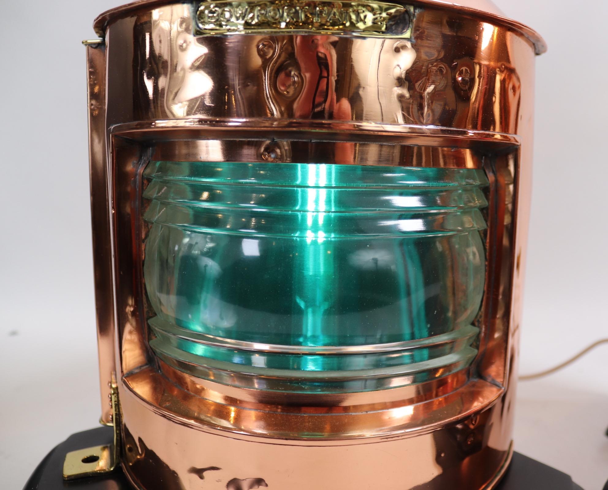 Solid Copper Port and Starboard Ships Lanterns For Sale 1