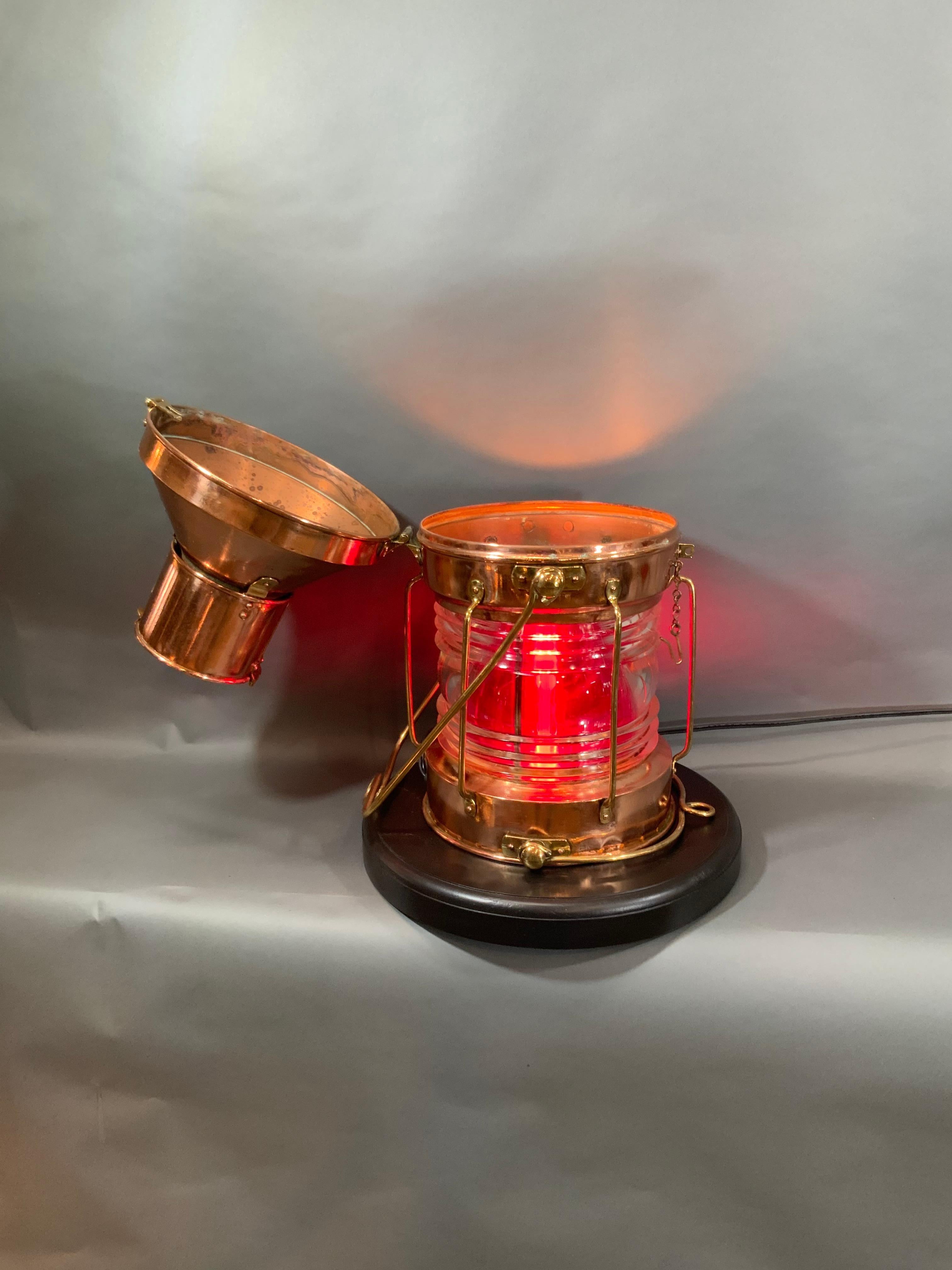 Solid Copper Ship’s Anchor Lantern by Meteorite of England For Sale 5