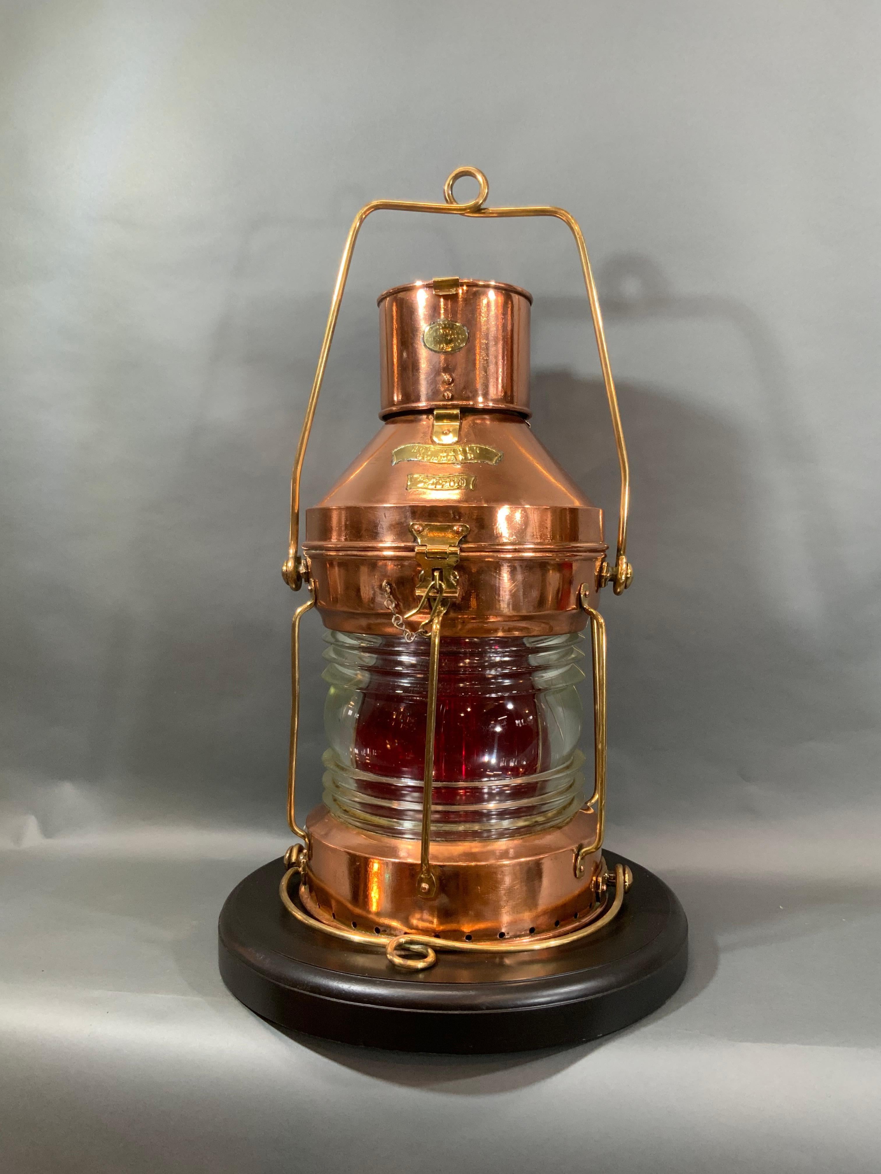 Solid Copper Ship’s Anchor Lantern by Meteorite of England For Sale 9