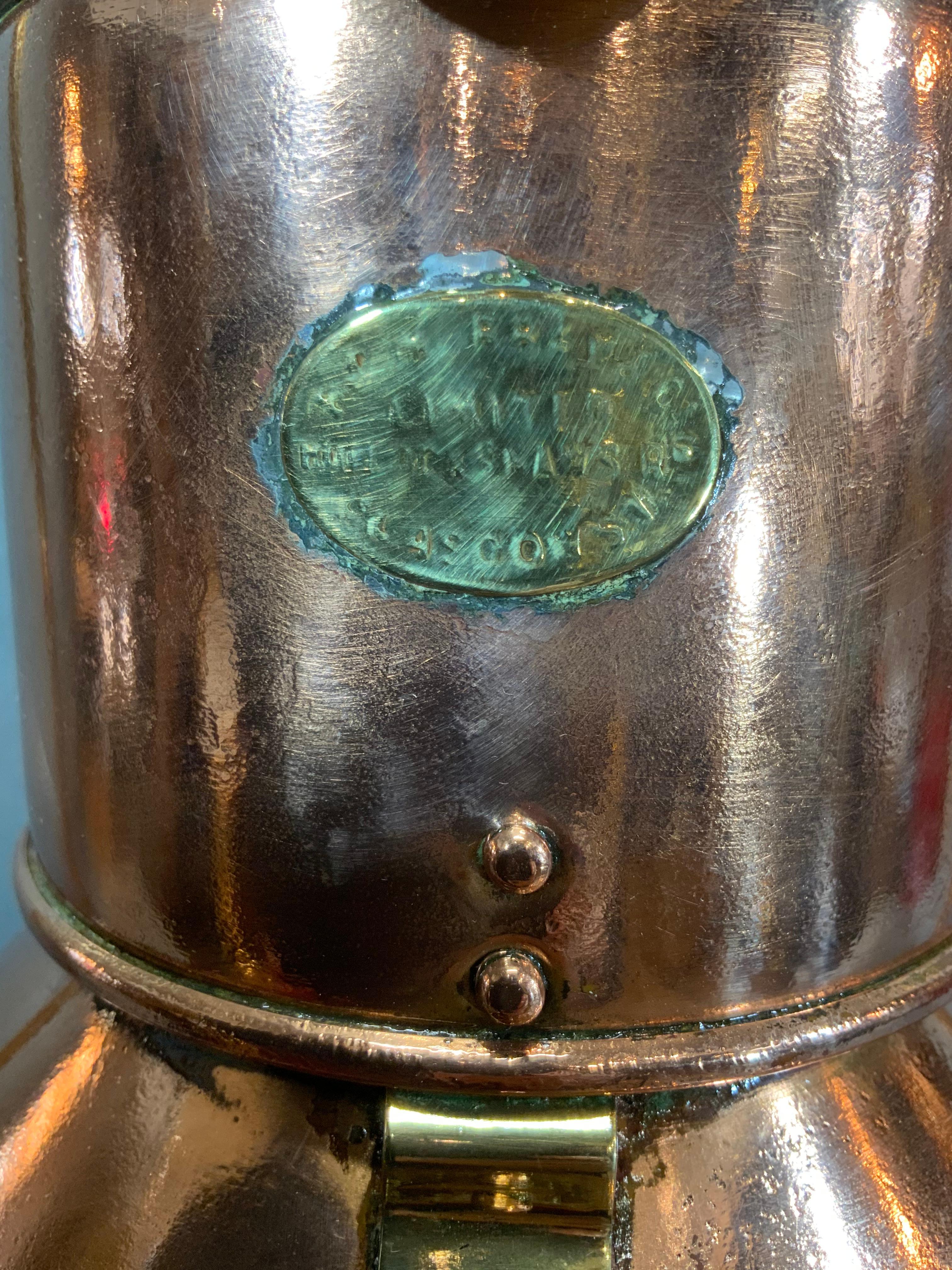 Solid Copper Ship’s Anchor Lantern by Meteorite of England In Good Condition For Sale In Norwell, MA