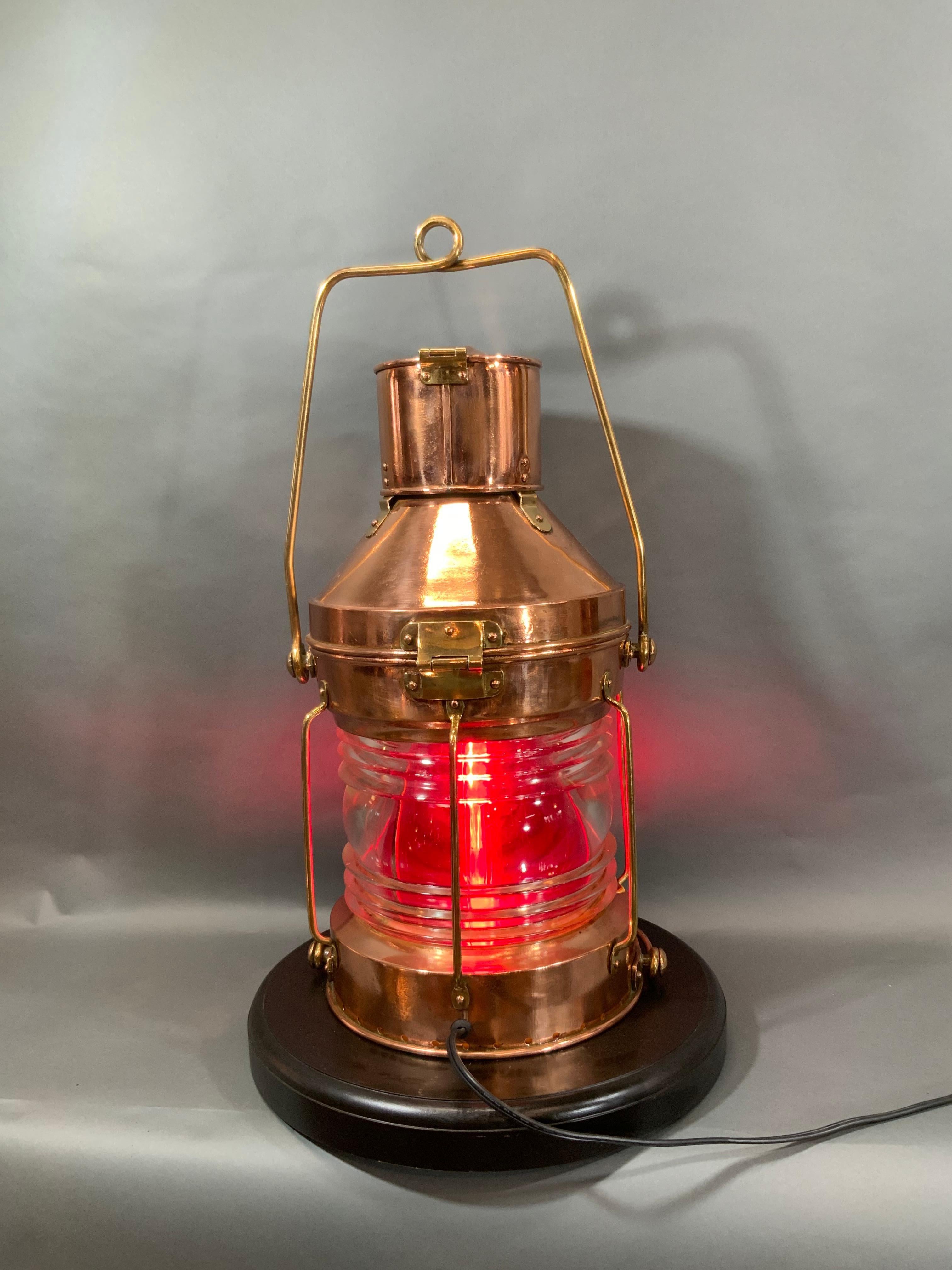 Solid Copper Ship’s Anchor Lantern by Meteorite of England For Sale 3