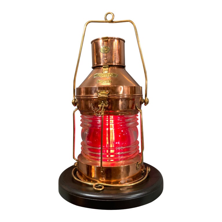 Lampe à Huile Nautique En Laiton Et Cuivre - Style Ancre, Lanterne De Bateau Vintage, Fabriquée à La Main