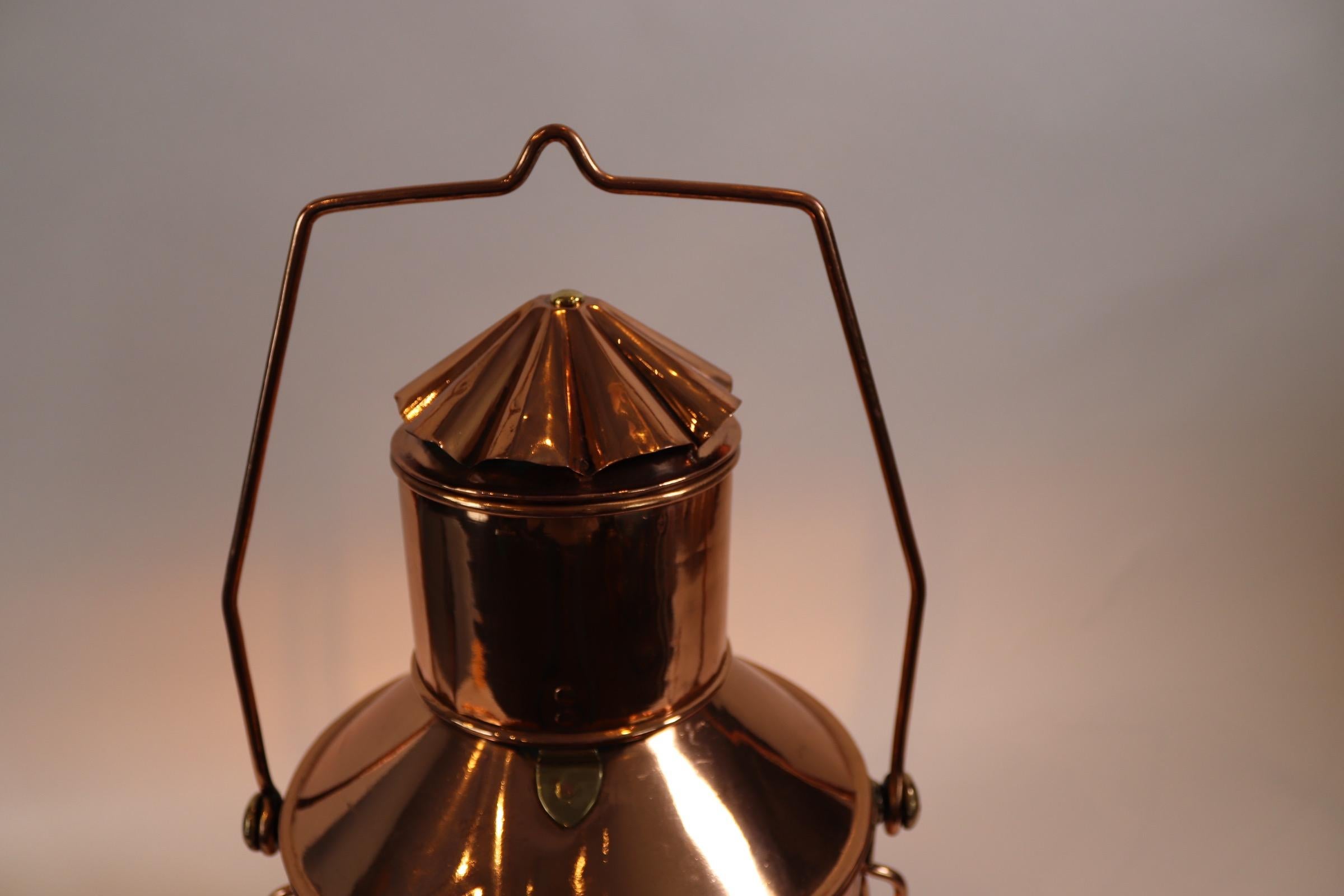 Solid Copper Ships Anchor Lantern In Fair Condition For Sale In Norwell, MA