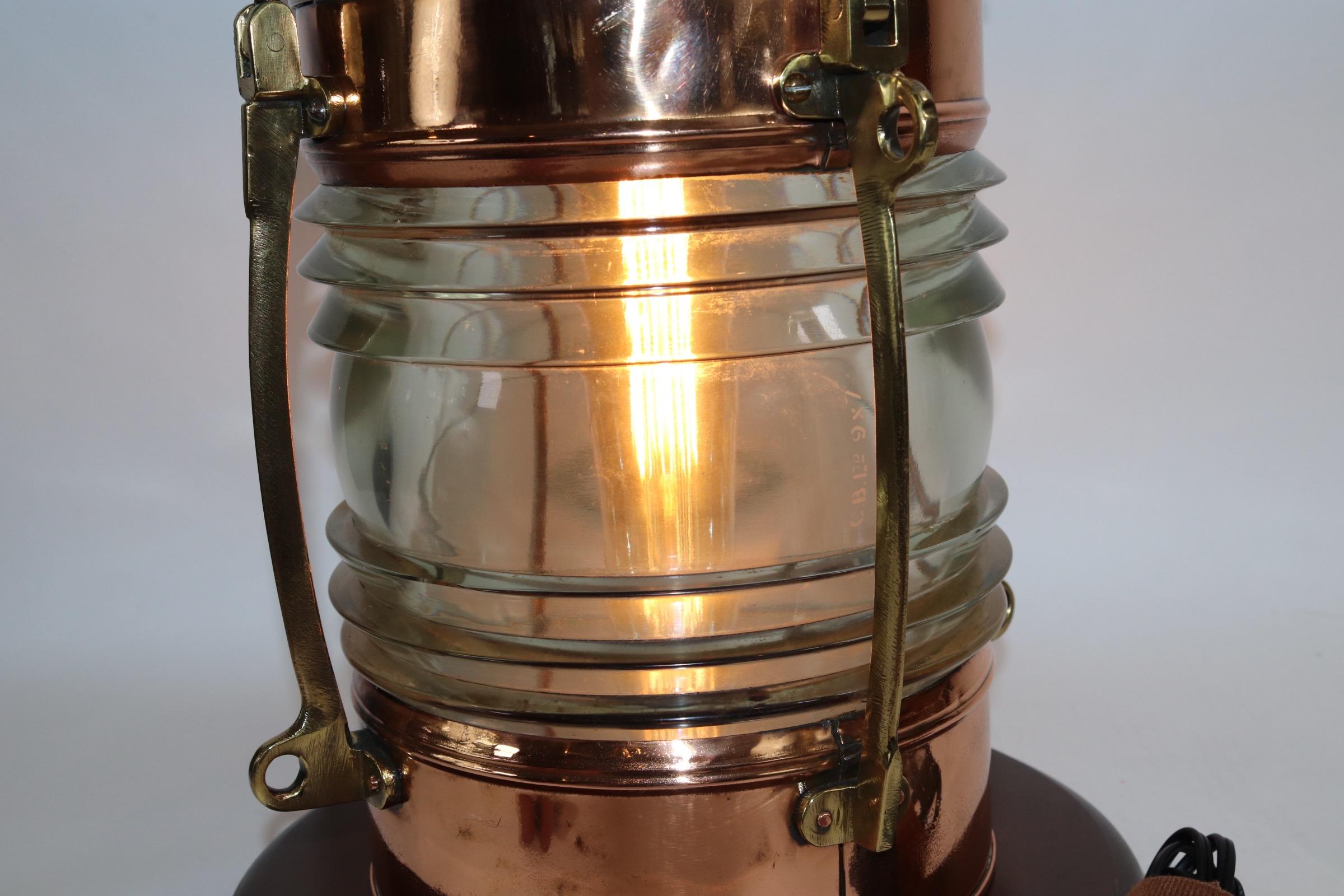 Solid Copper Ships Anchor Lantern In Good Condition For Sale In Norwell, MA