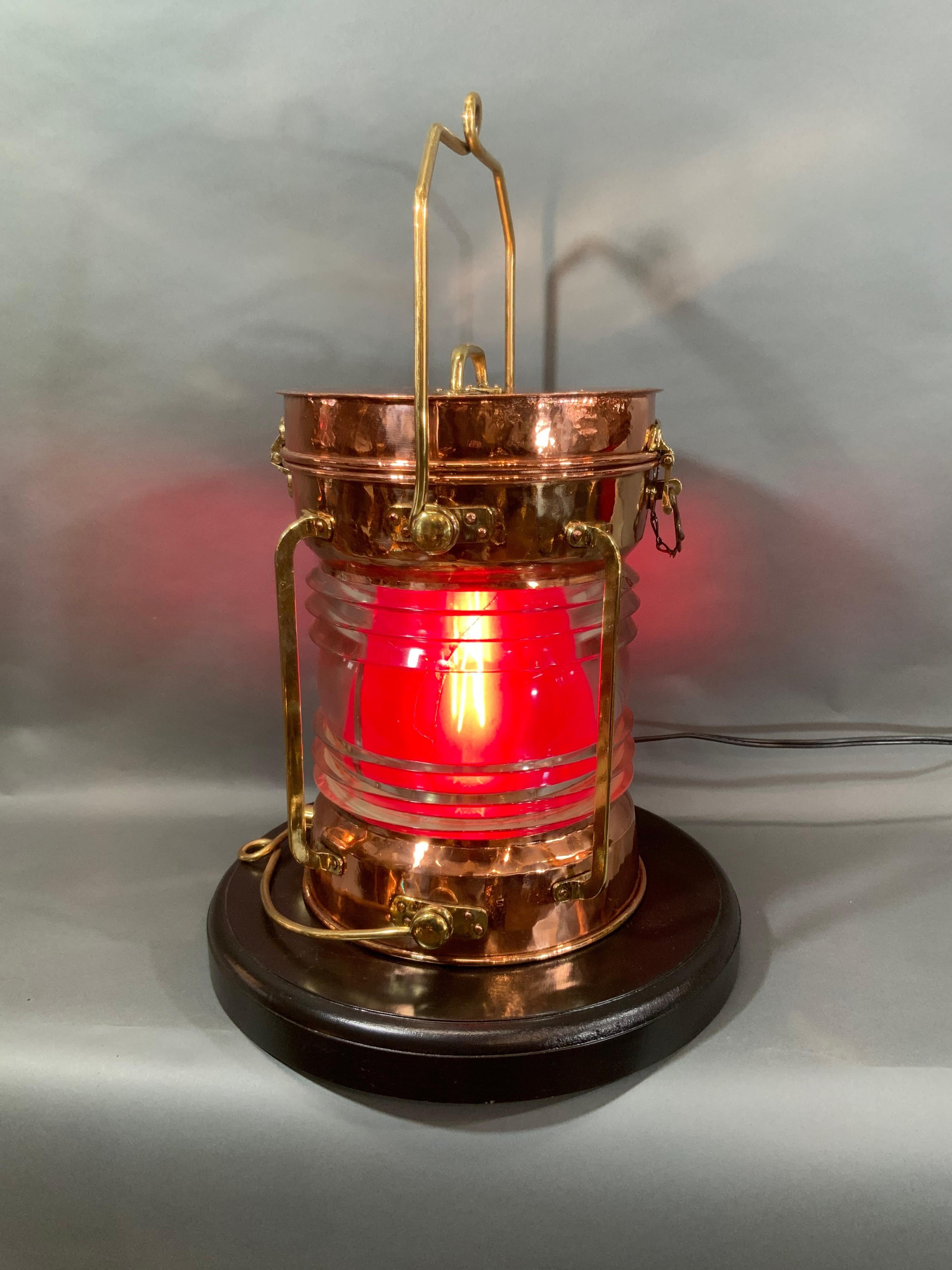 Solid Copper Ship’s Lantern by Tung Woo of Hong Kong For Sale 2
