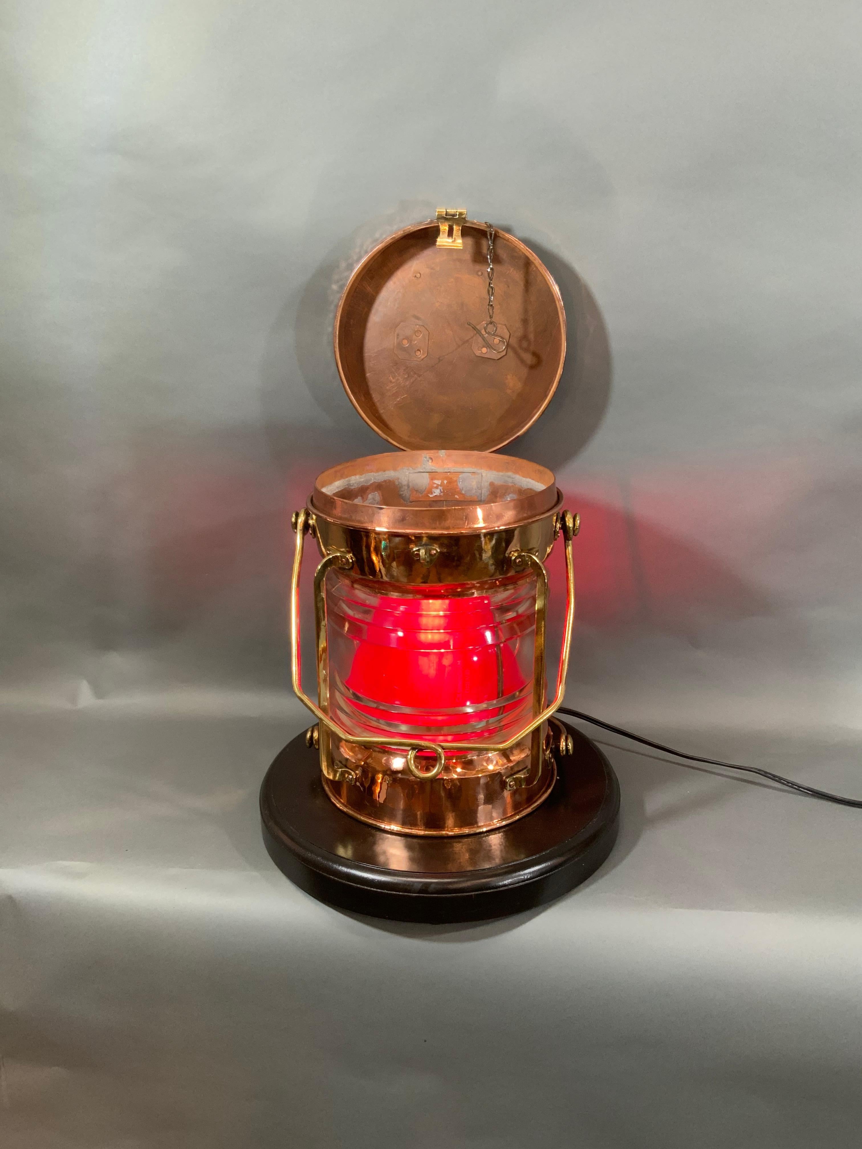 Solid Copper Ship’s Lantern by Tung Woo of Hong Kong For Sale 5
