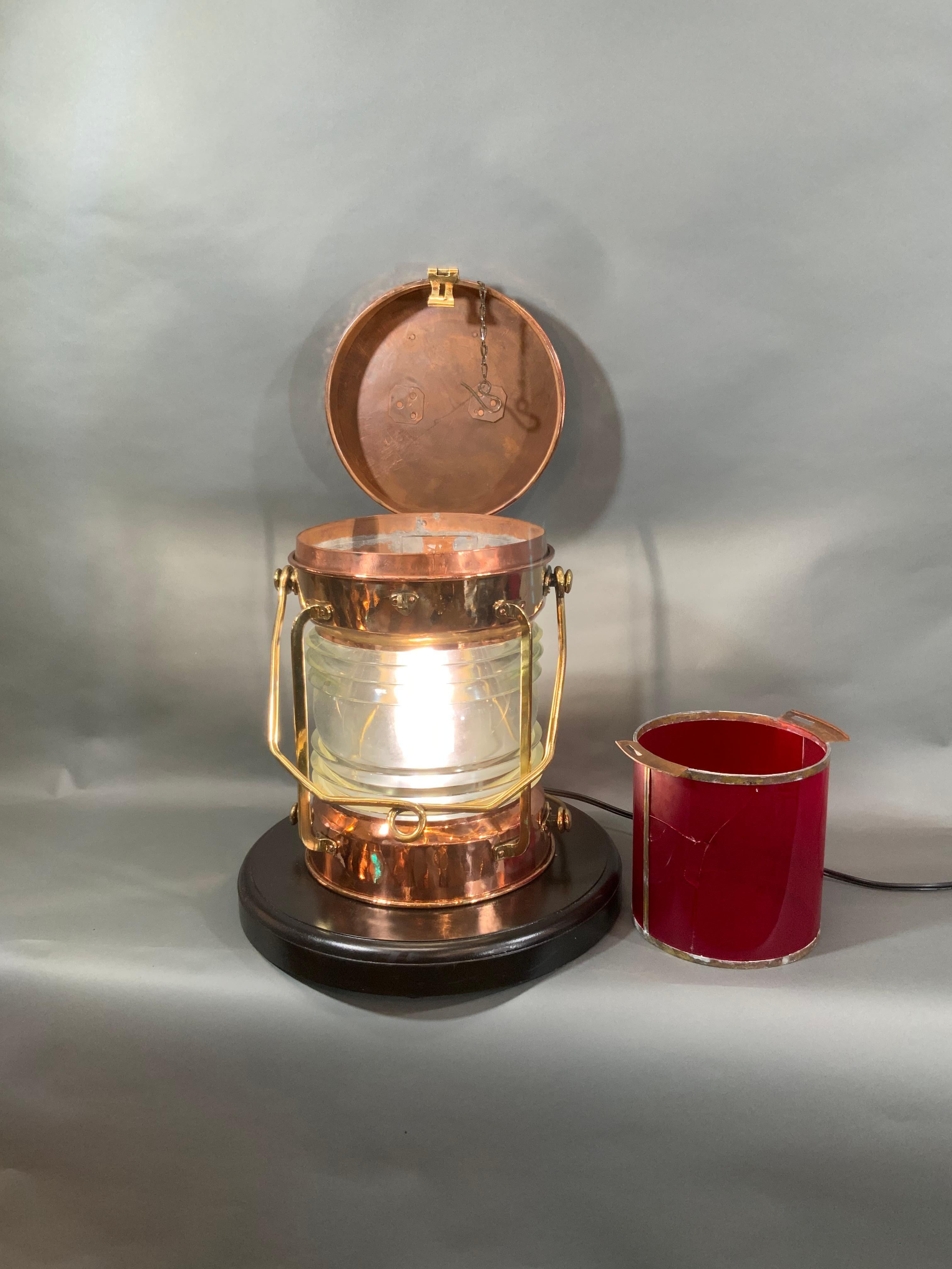 Solid Copper Ship’s Lantern by Tung Woo of Hong Kong For Sale 7