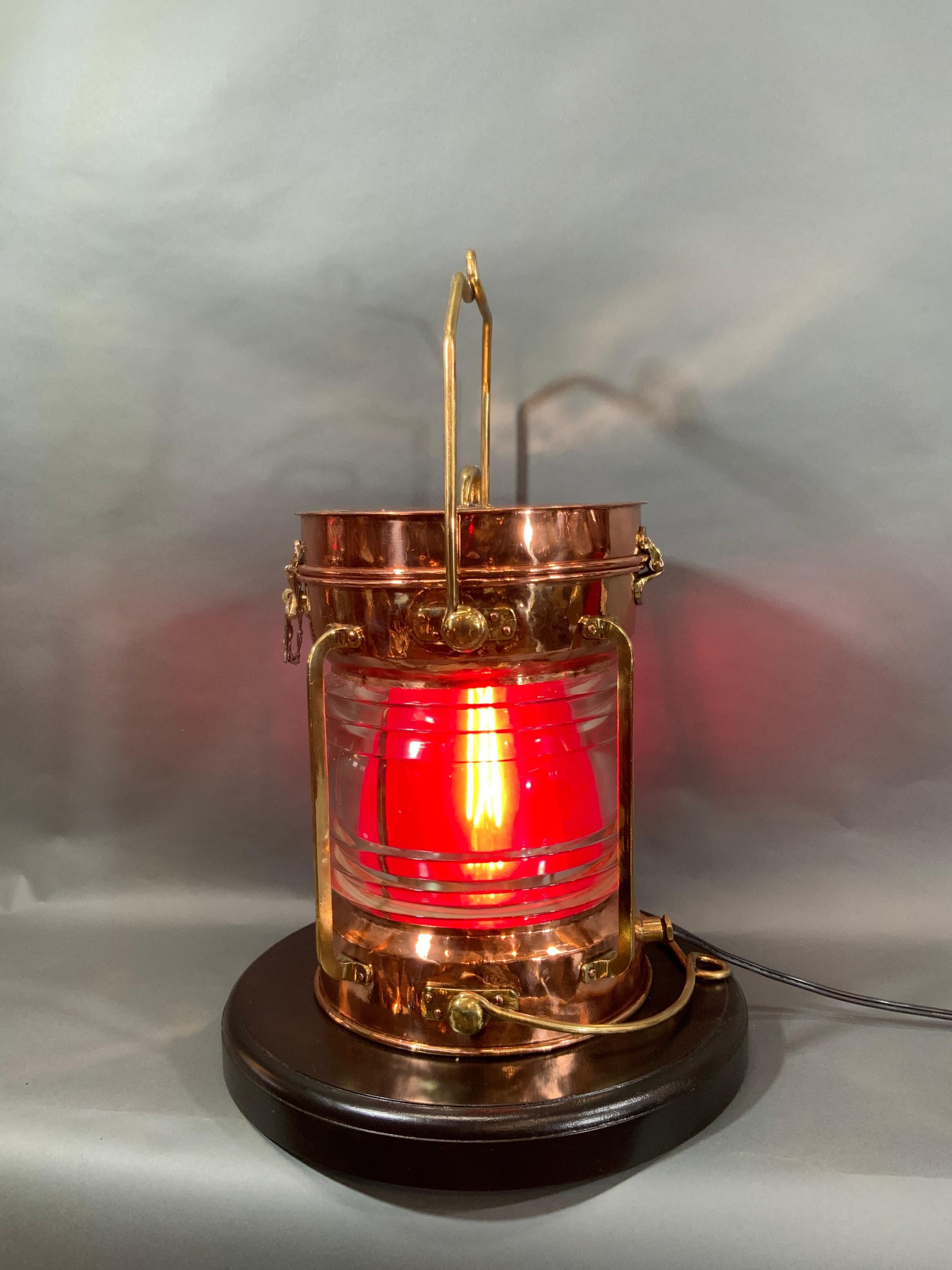 Mid-20th Century Solid Copper Ship’s Lantern by Tung Woo of Hong Kong For Sale