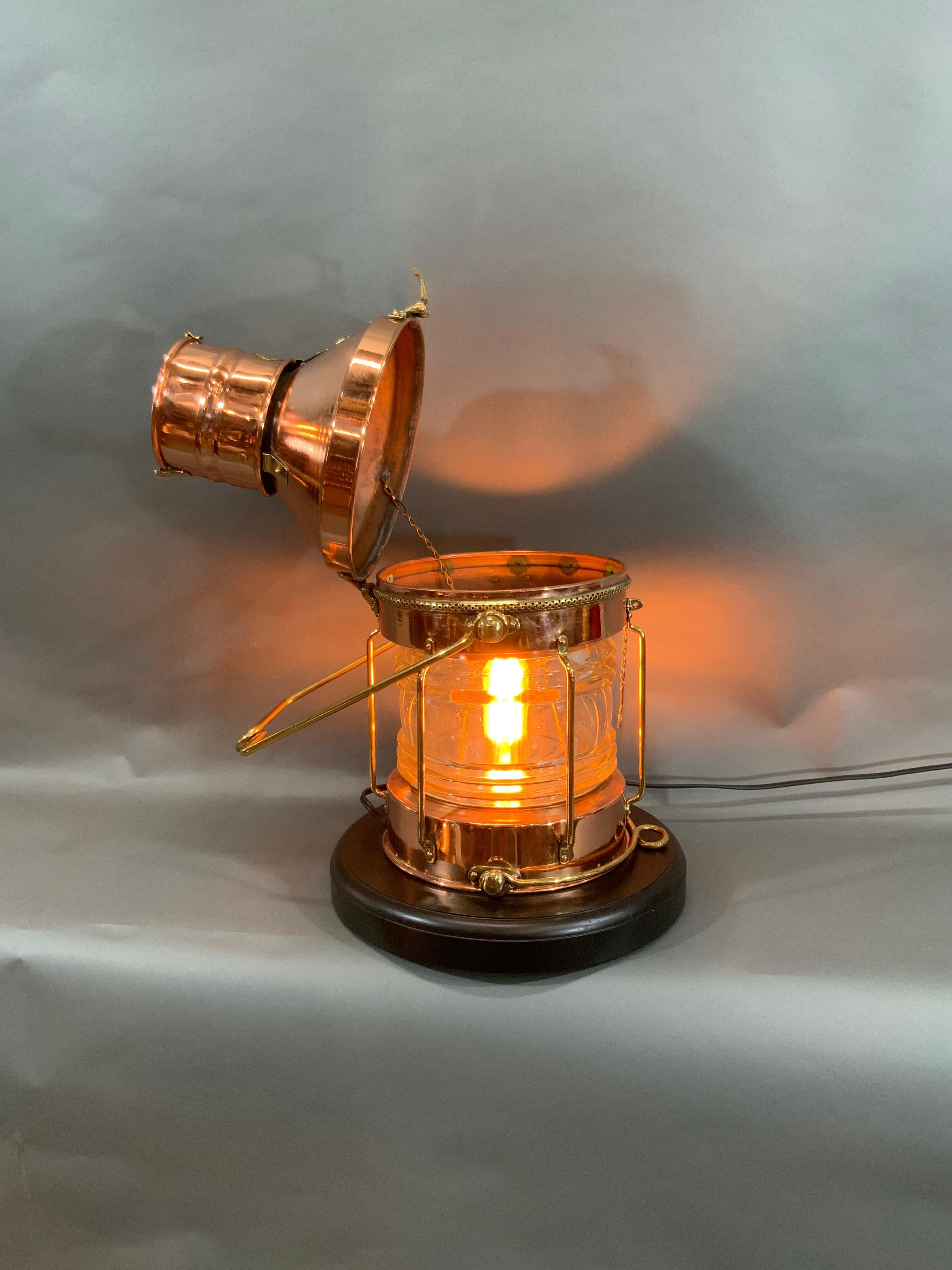 Solid Copper Ships Lantern, circa 1930 In Good Condition For Sale In Norwell, MA