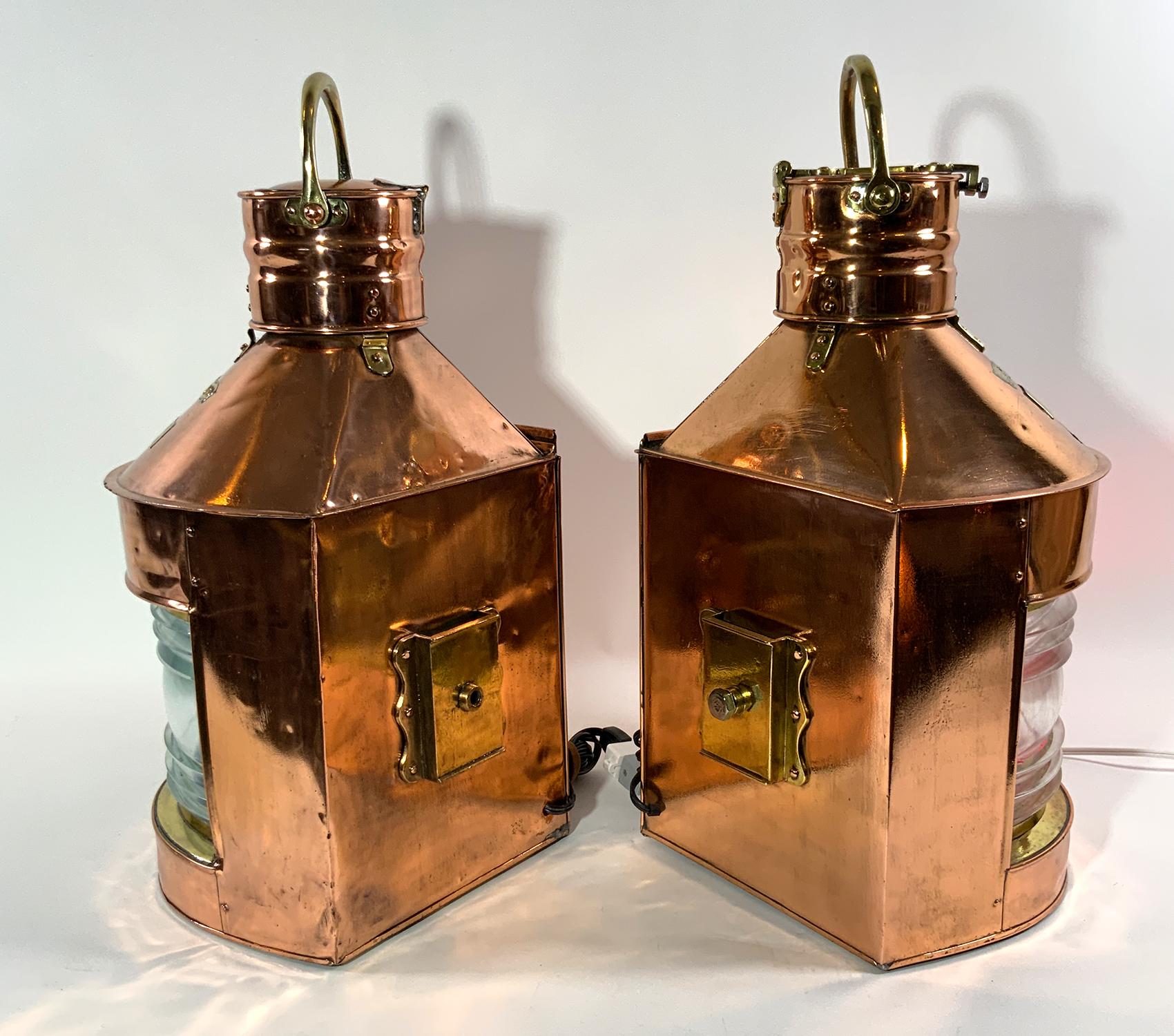 Solid Copper Ships Port and Starboard Lanterns For Sale 4