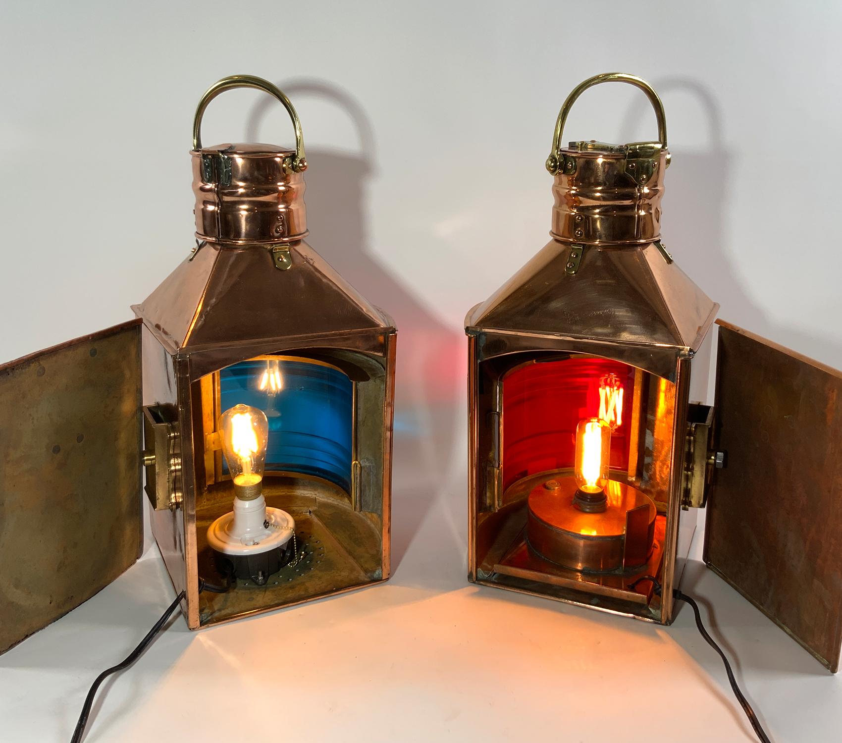 Solid Copper Ships Port and Starboard Lanterns For Sale 5