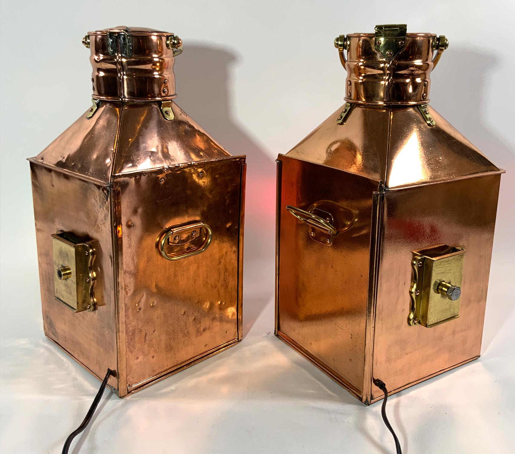 Solid Copper Ships Port and Starboard Lanterns For Sale 8