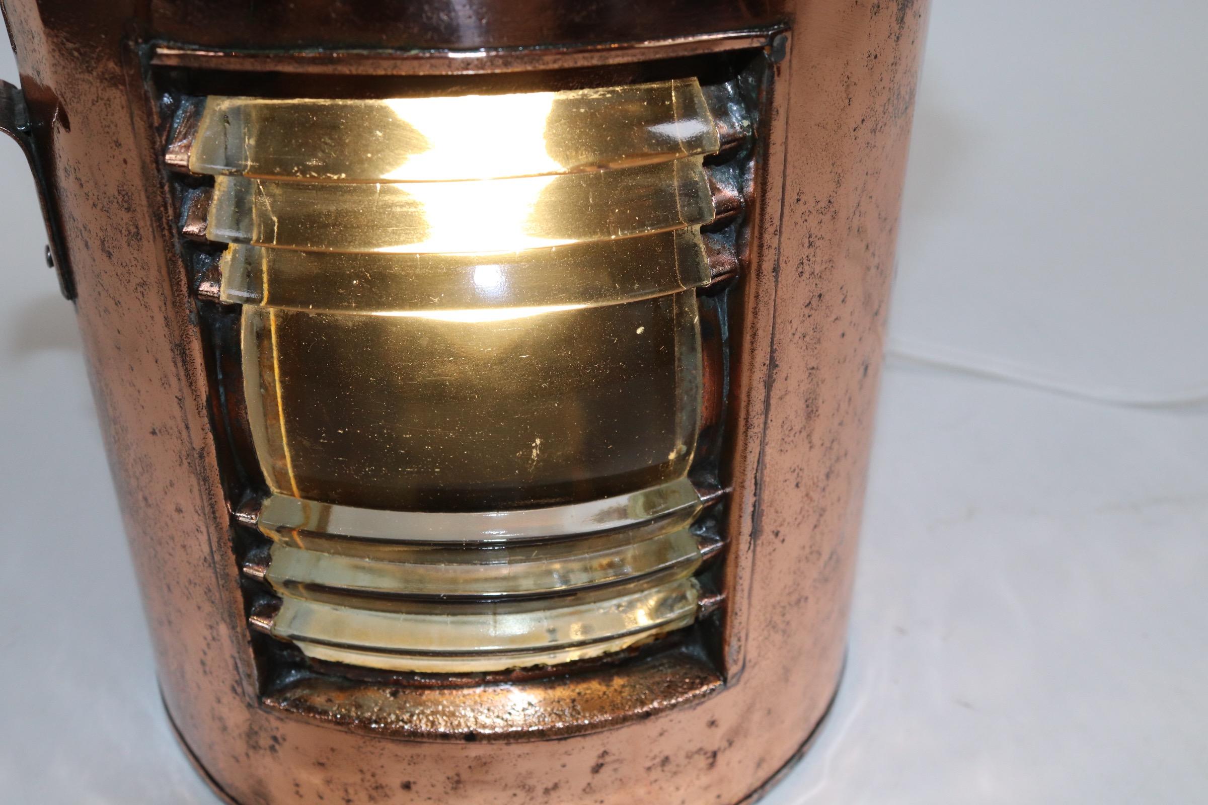 Solid Copper Ships Signal Lantern In Good Condition In Norwell, MA