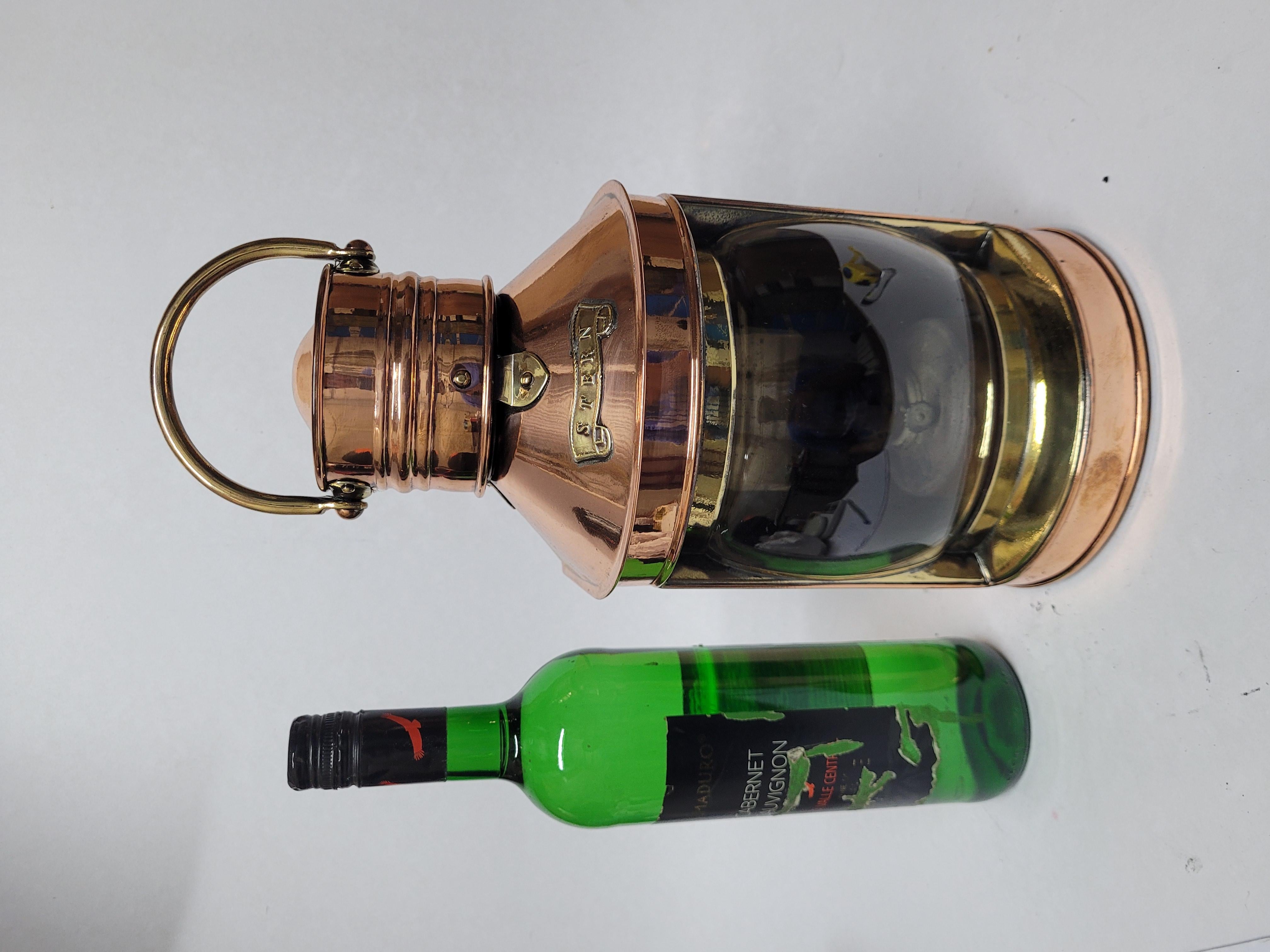 European Solid Copper Ships Stern Lantern by Davey For Sale
