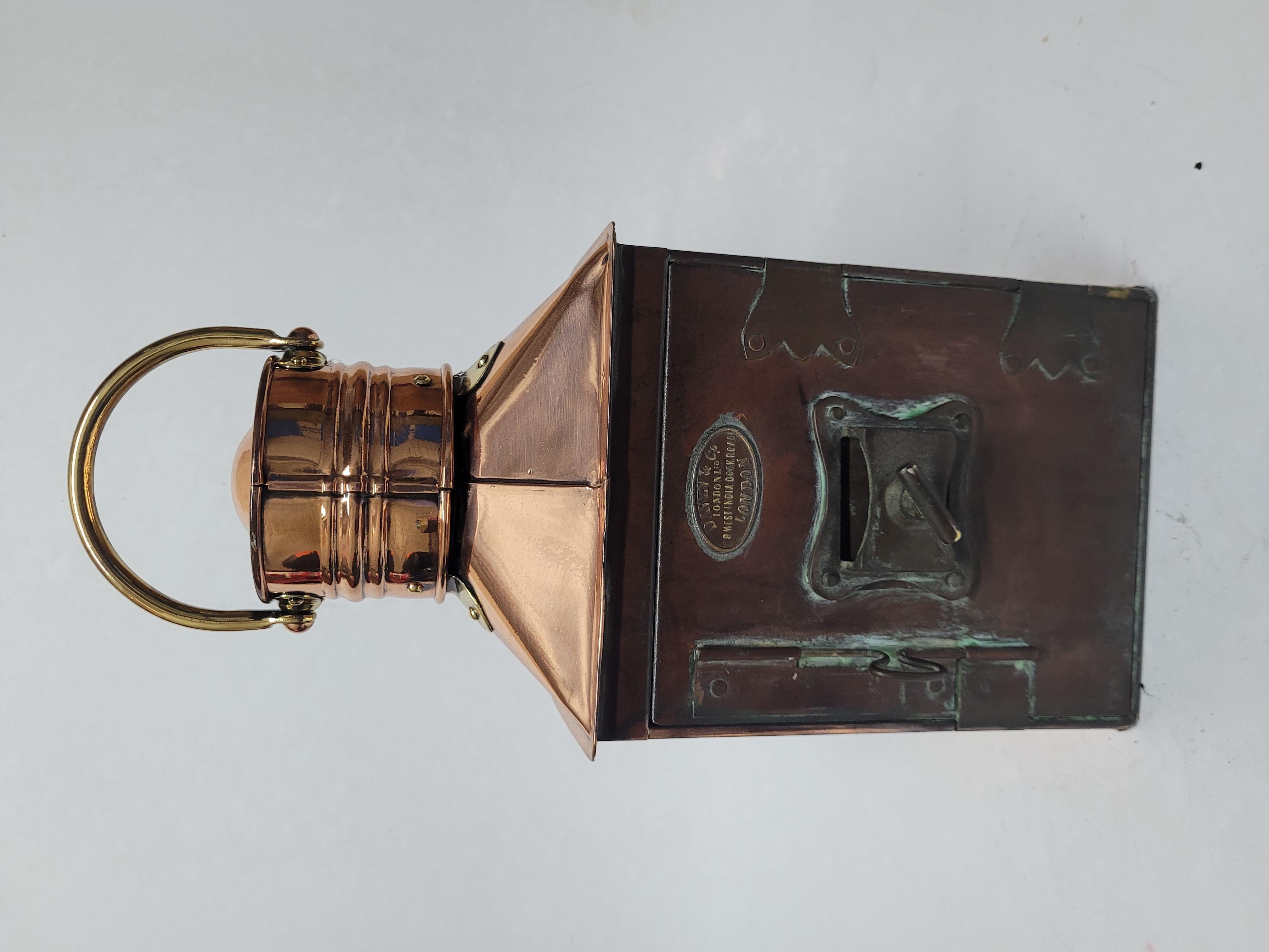 Early 20th Century Solid Copper Ships Stern Lantern by Davey For Sale
