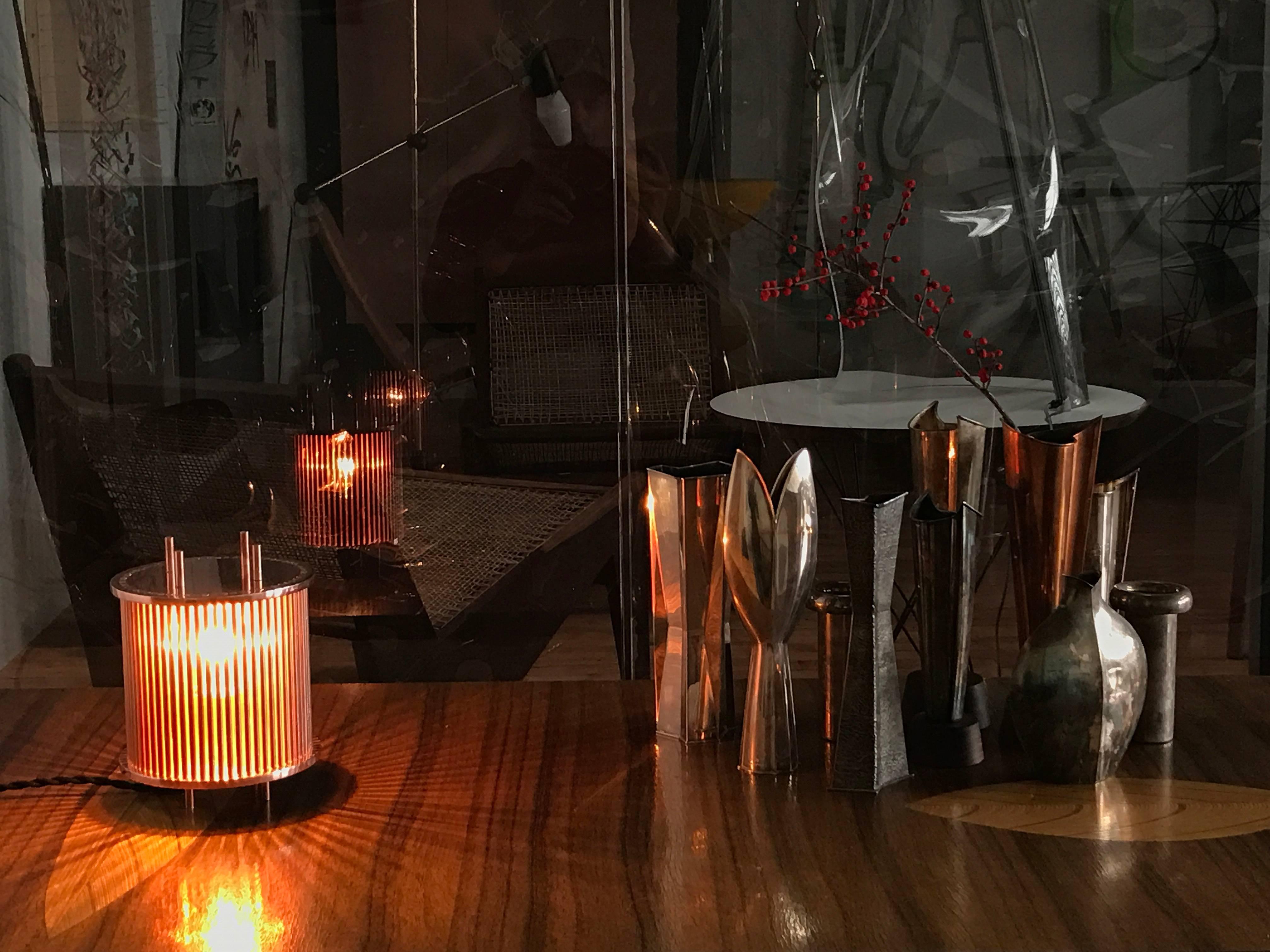 Cuivre Lampe de table en cuivre massif en vente