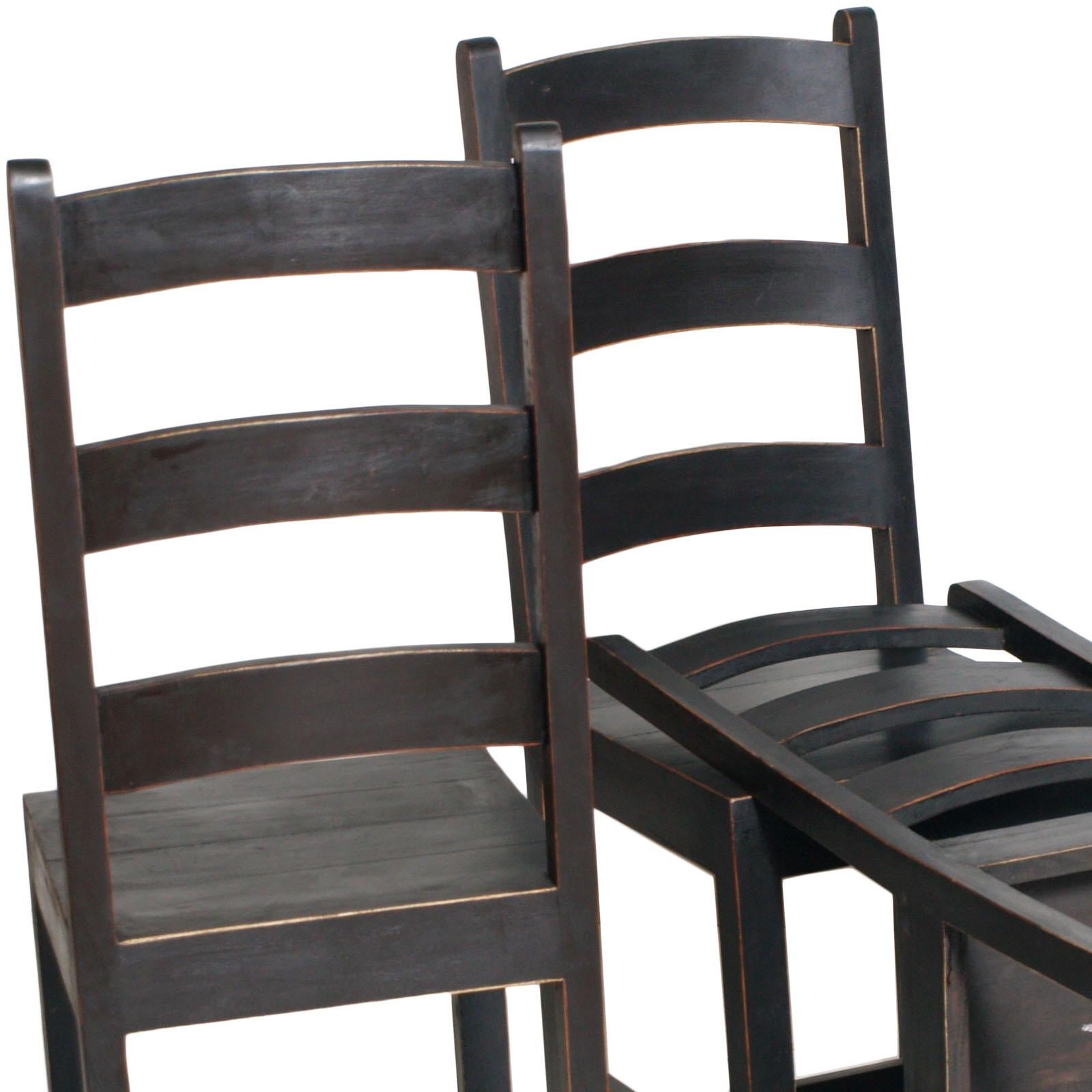 Solid Country Art Deco Four Chairs in Ebonized Oak Restored and Wax-Polished For Sale 1