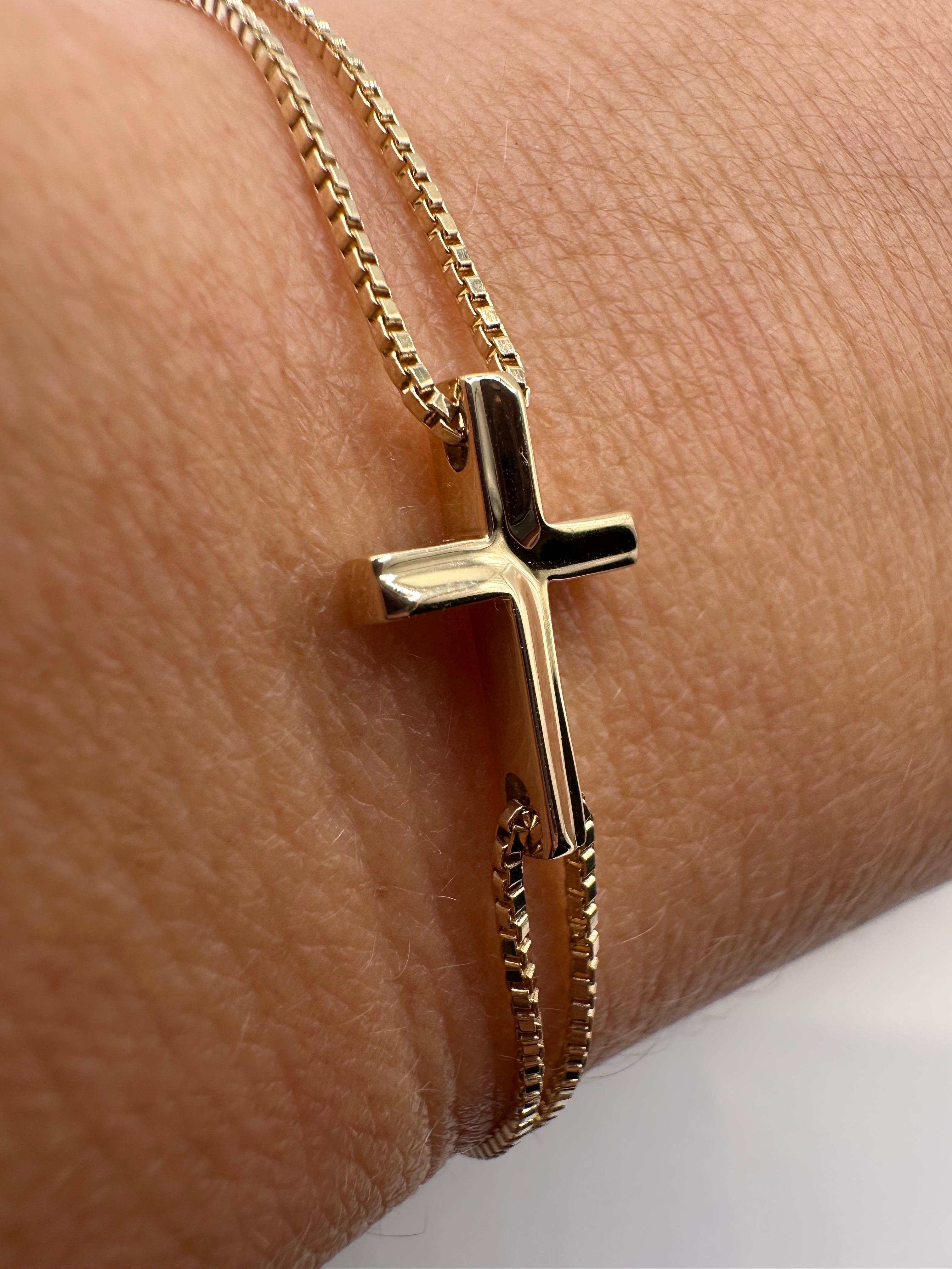 Pulsera Cruz maciza pulsera moderna oro 18KT en venta 2