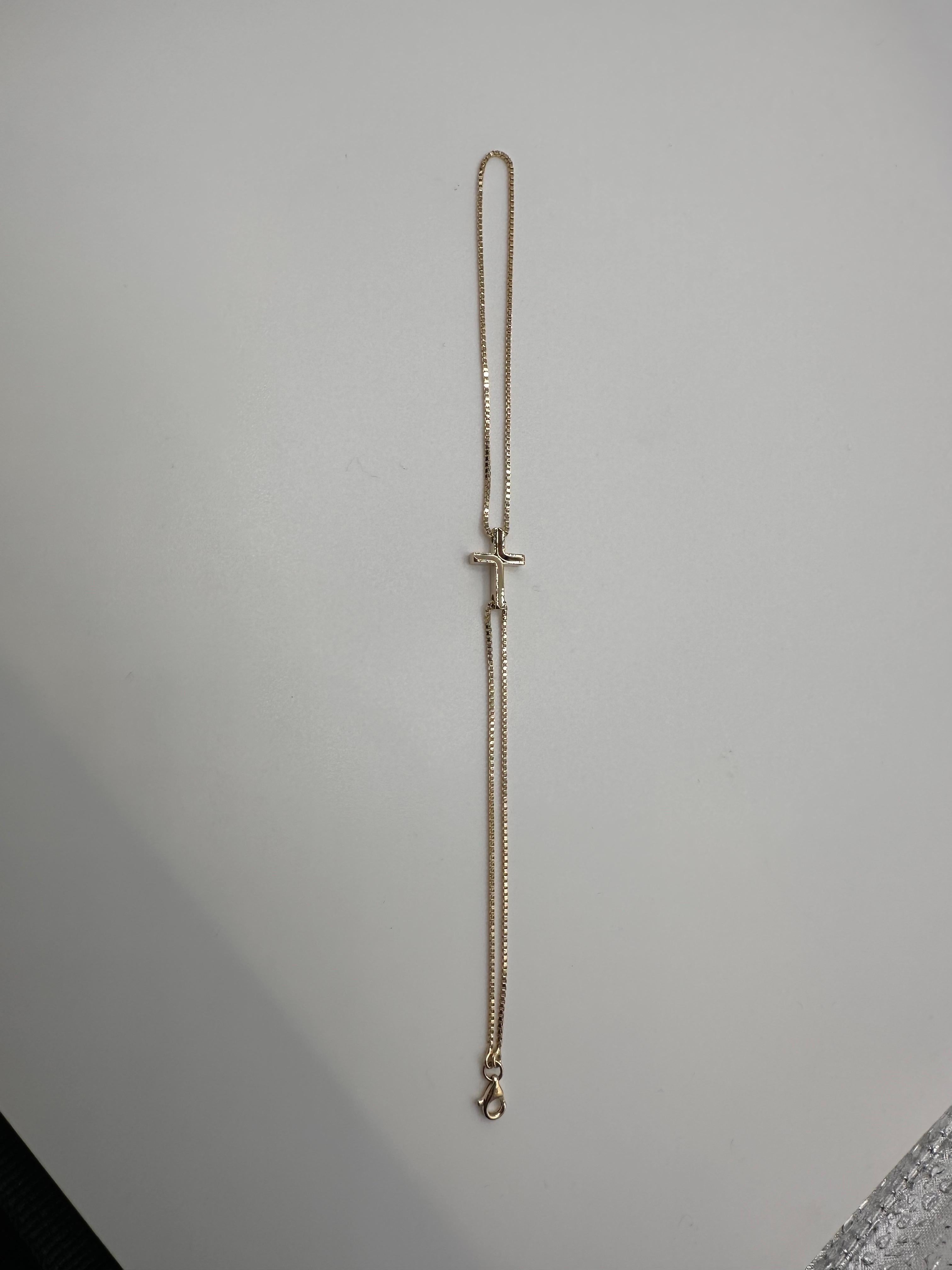 Pulsera Cruz maciza pulsera moderna oro 18KT en venta 4