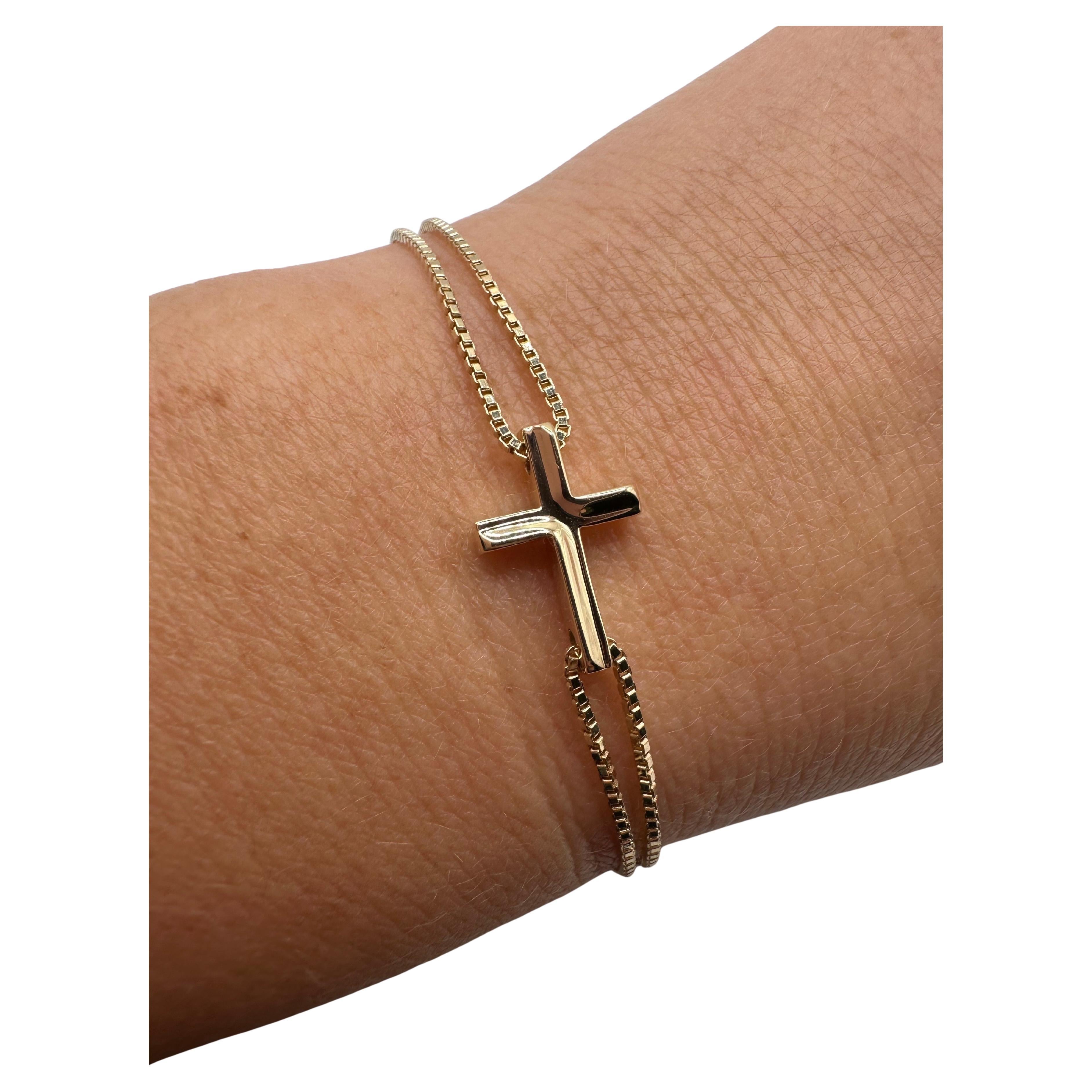 Solid Cross bracelet modern bracelet 18KT gold