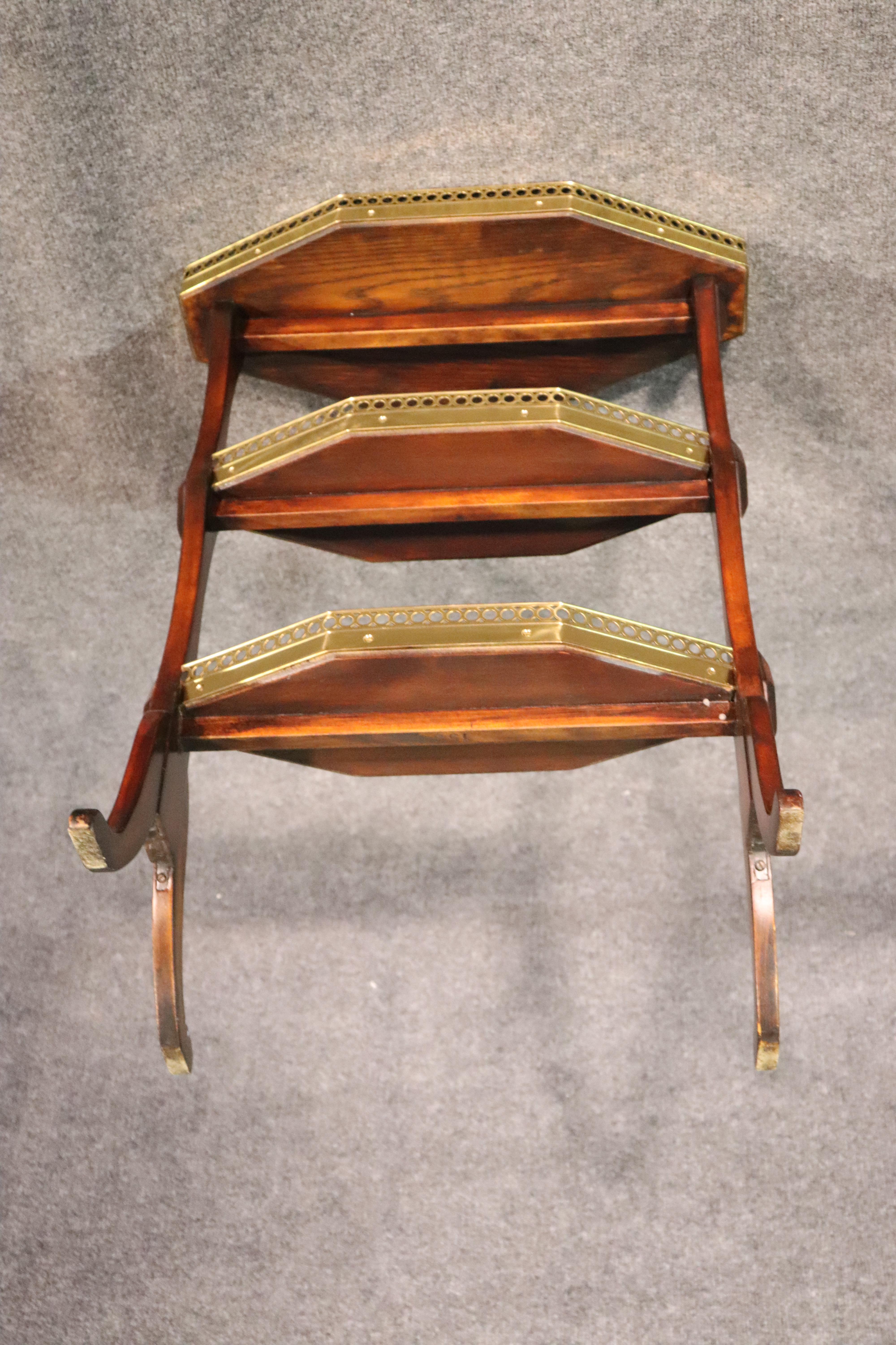 Solid Crotch Grain Walnut and Brass Trimmed English Regency Desert Stand Table 3