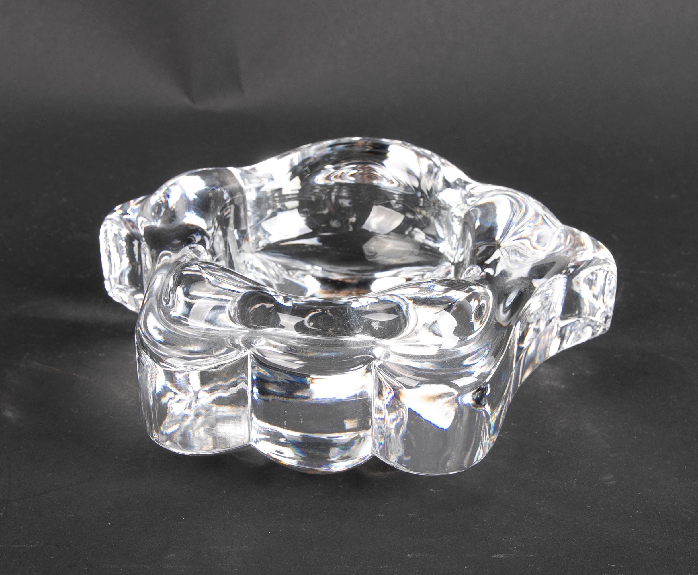 Glass Solid Crystal Ashtray in the Shape of a Flower For Sale