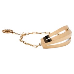 Yellow Gold Cuff and Chain Bracelet