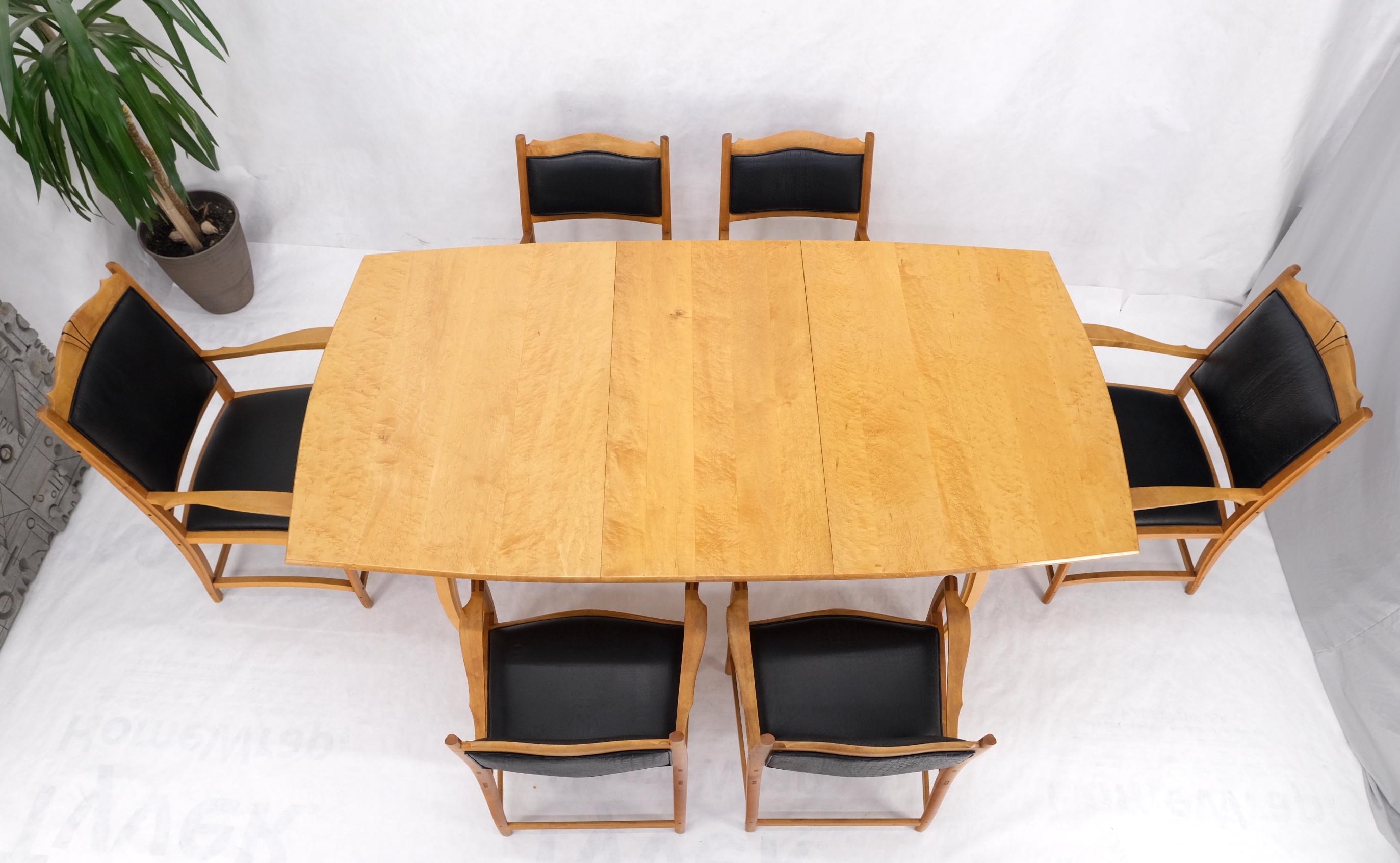 Solid Curly Maple Table 6 Chairs Bench Hand Made Jointly Studio Dining Set Mint! For Sale 7
