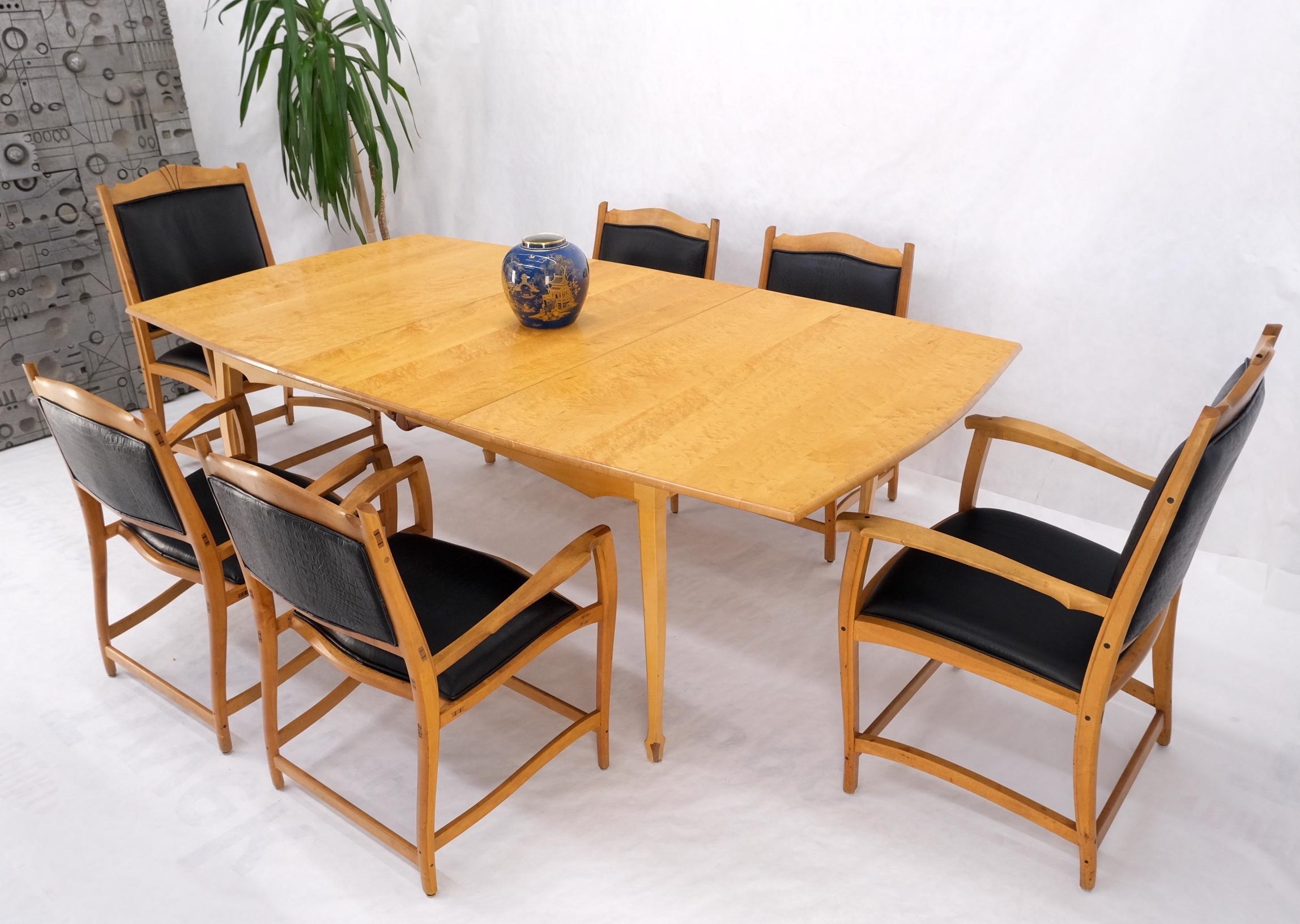 Solid Curly Maple Table 6 Chairs Bench Hand Made Jointly Studio Dining Set Mint! For Sale 8