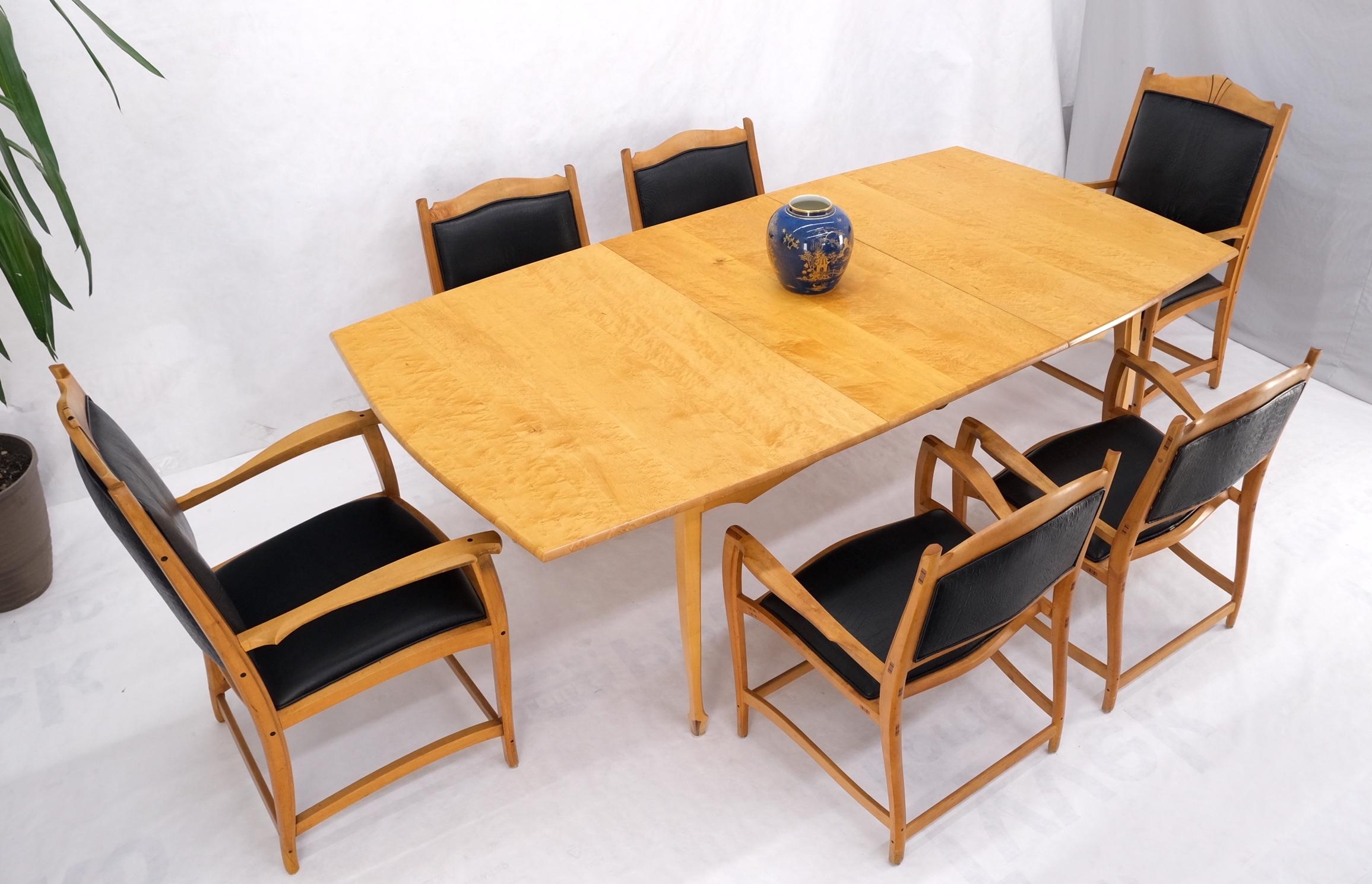 Solid Curly Maple Table 6 Chairs Bench Hand Made Jointly Studio Dining Set Mint! For Sale 9