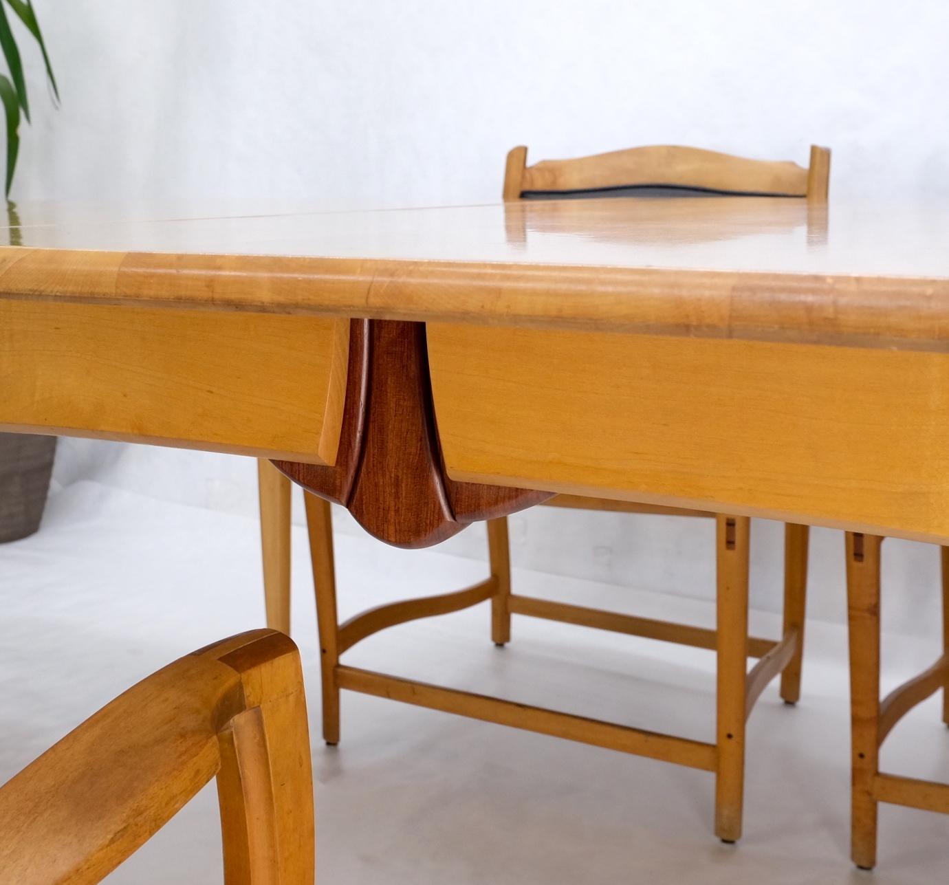 Mid-Century Modern Solid Curly Maple Table 6 Chairs Bench Hand Made Jointly Studio Dining Set Mint! For Sale