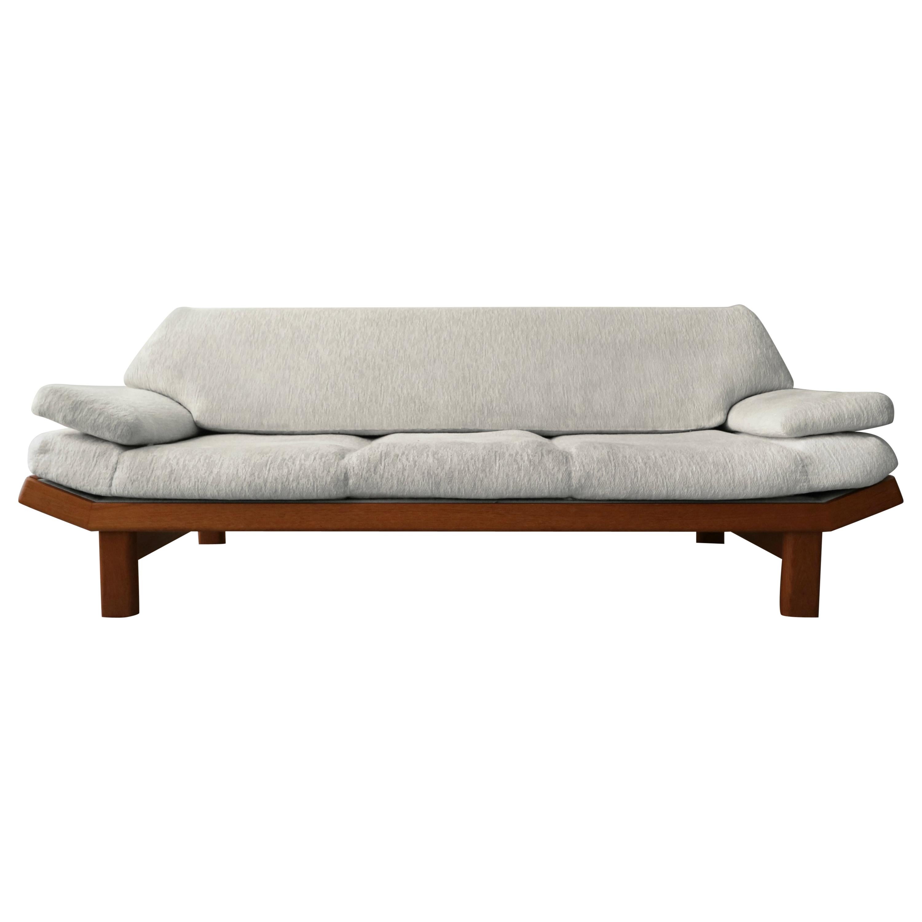 Solid Danish Teak Gondola Bracket Back Sofa