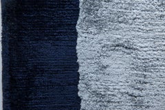 Solid Dark Gray With Blue Banana Silk Carpet "Reflet" by Doris Leslie Blau