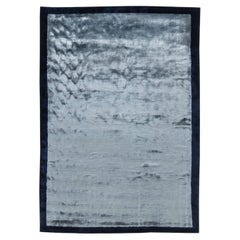 Solid Dark Gray With Blue Banana Silk Carpet "Reflet" by Doris Leslie Blau