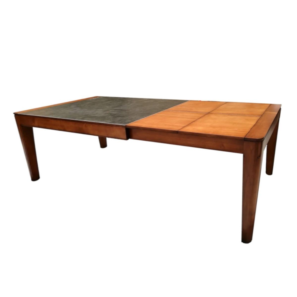 Moderne Table à rallonge en chêne massif foncé et plateau en céramique, Designs par Christophe Lecomte   en vente