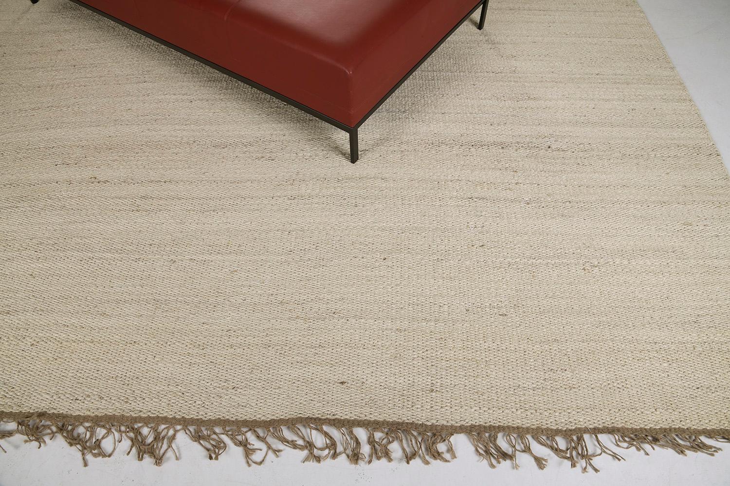 Hand-Woven Solid Design Hemp Flatweave by Mehraban Rugs For Sale