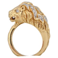 Solid Diamond Lion Ring