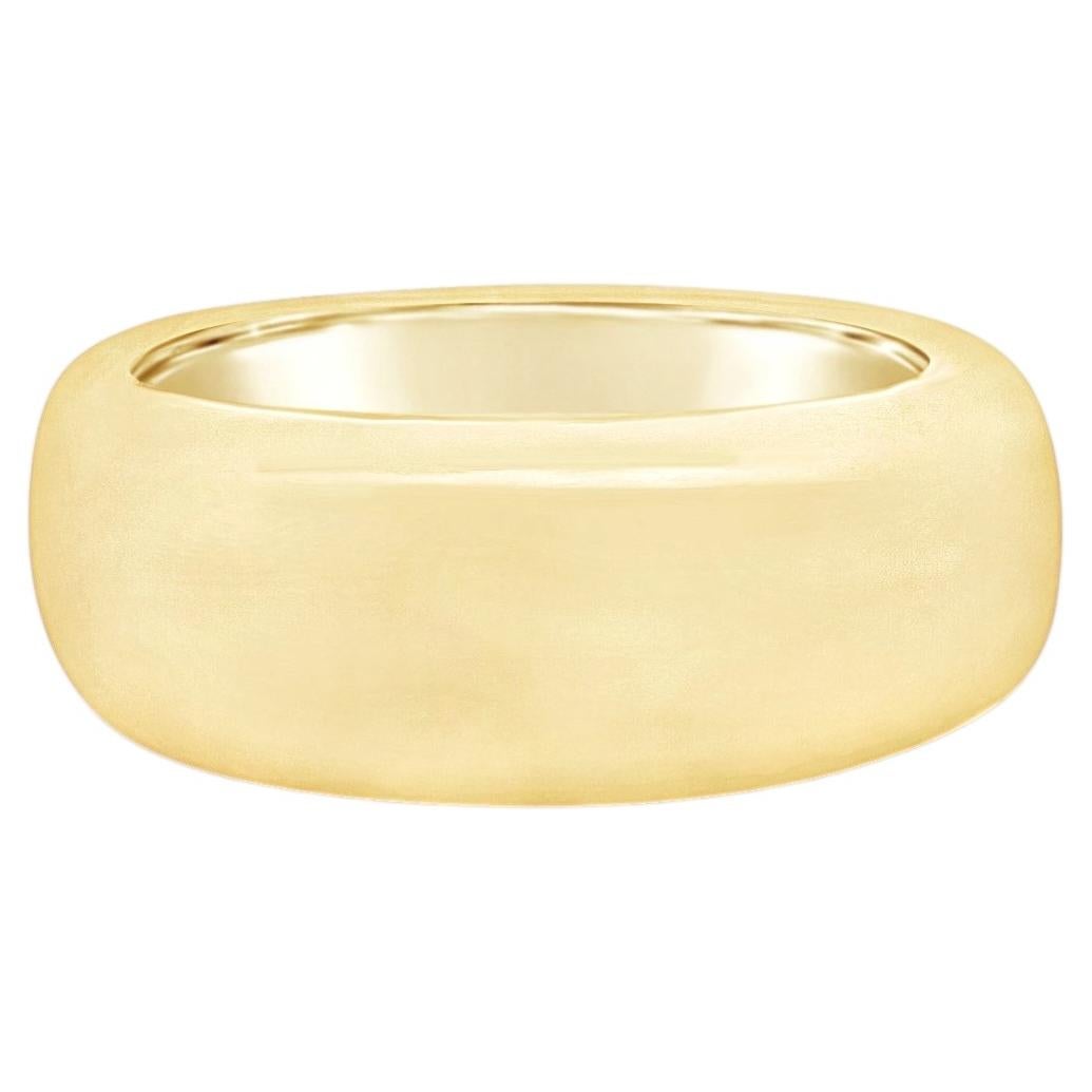 Solid Dome Men's Ring in 18k Yellow Gold For Sale