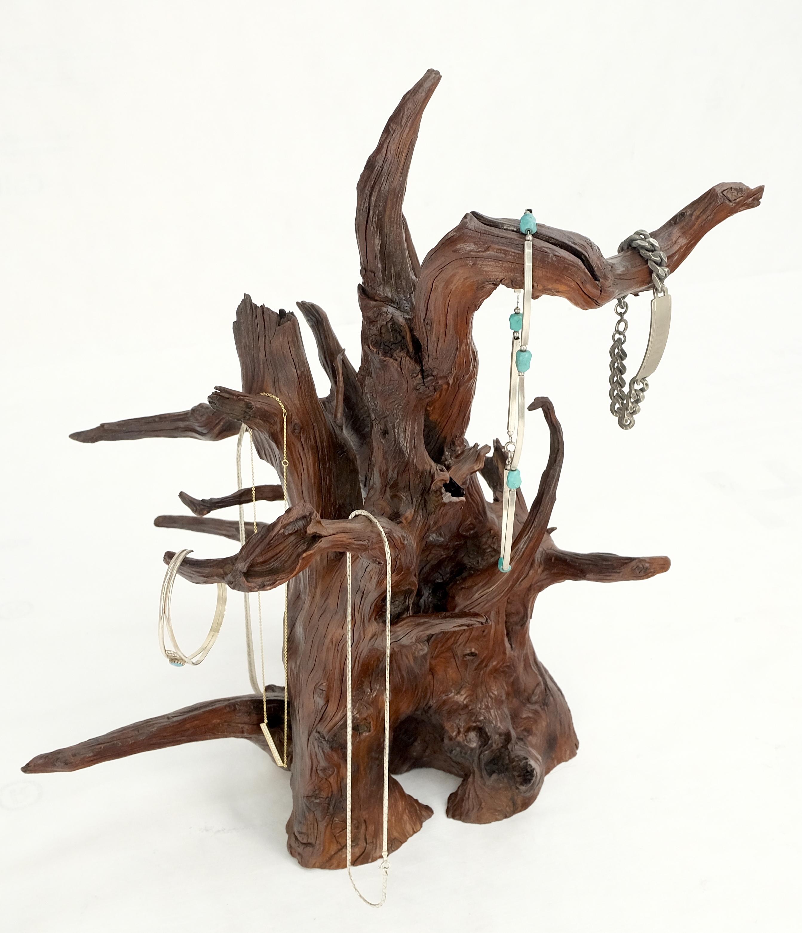 Solid driftwood root sculpture organic jewerly display nice patina & shape mint!