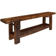 Solid Elm Antique French Workbench