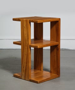 Solid Elm "Atlantica" Telephone Table by Maison Regain, France, c. 1970