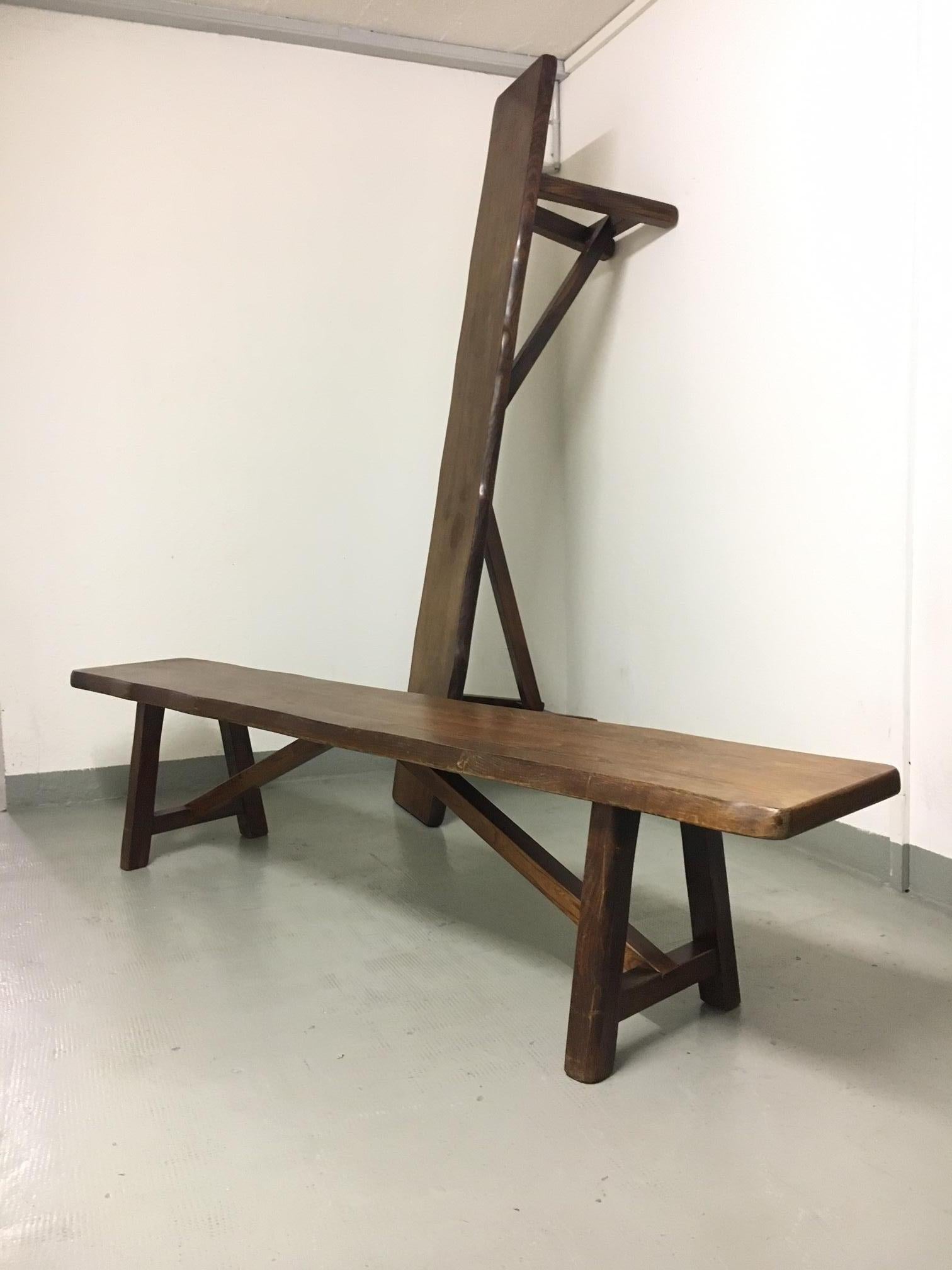 Solid Elm Bench attributed to Olavi Hänninen 1950s For Sale 6
