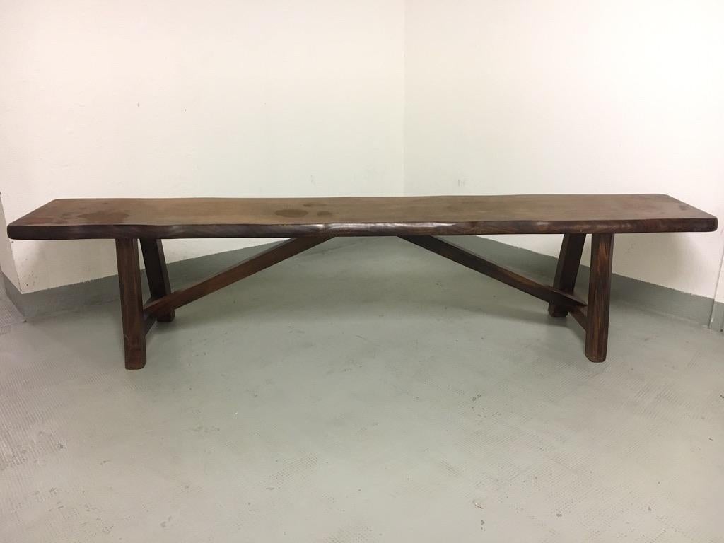 Sculptural solid elm wood bench attributed to Olavi Hänninen produced by Mikko Nupponen, Finland, circa 1950s
Handcrafted
Rustic, Minimalist, Brutalist style
Good condition
Measures: L 200 x D 36 x H 46 cm.
Price is per item : 2 benches available