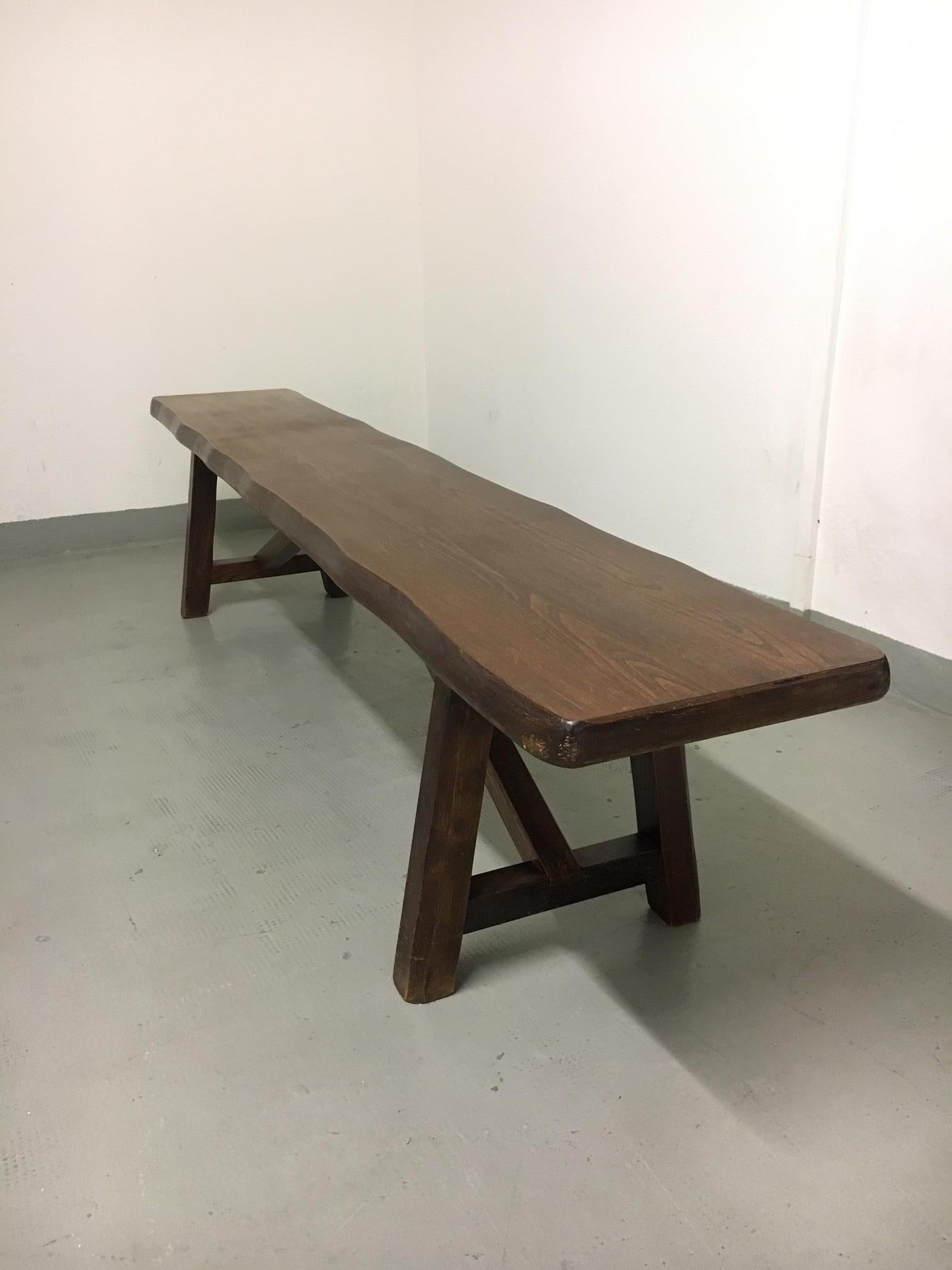 Solid Elm Bench attributed to Olavi Hänninen 1950s For Sale 2