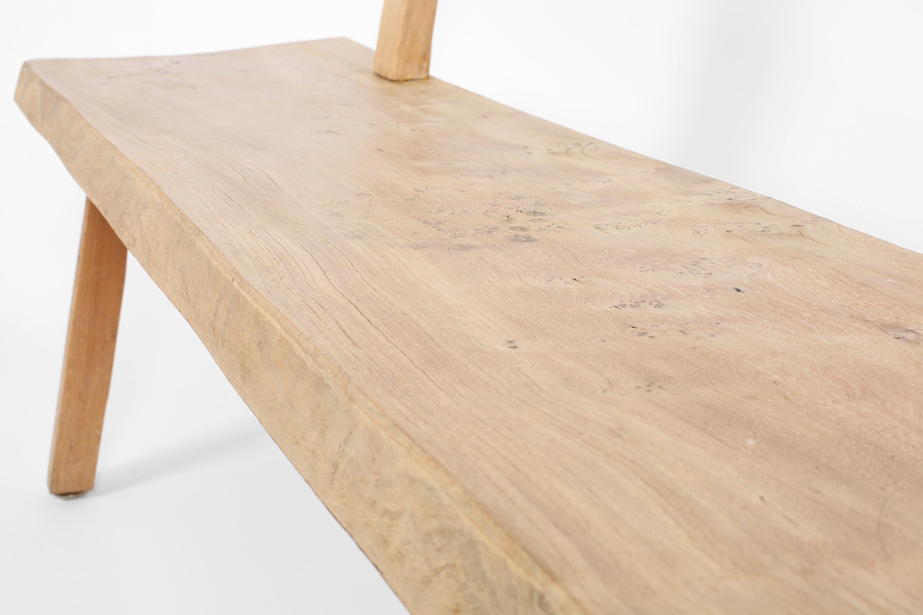 Finnish Solid Elm Bench Attributed to Olavi Hanninen, C. 1960s For Sale