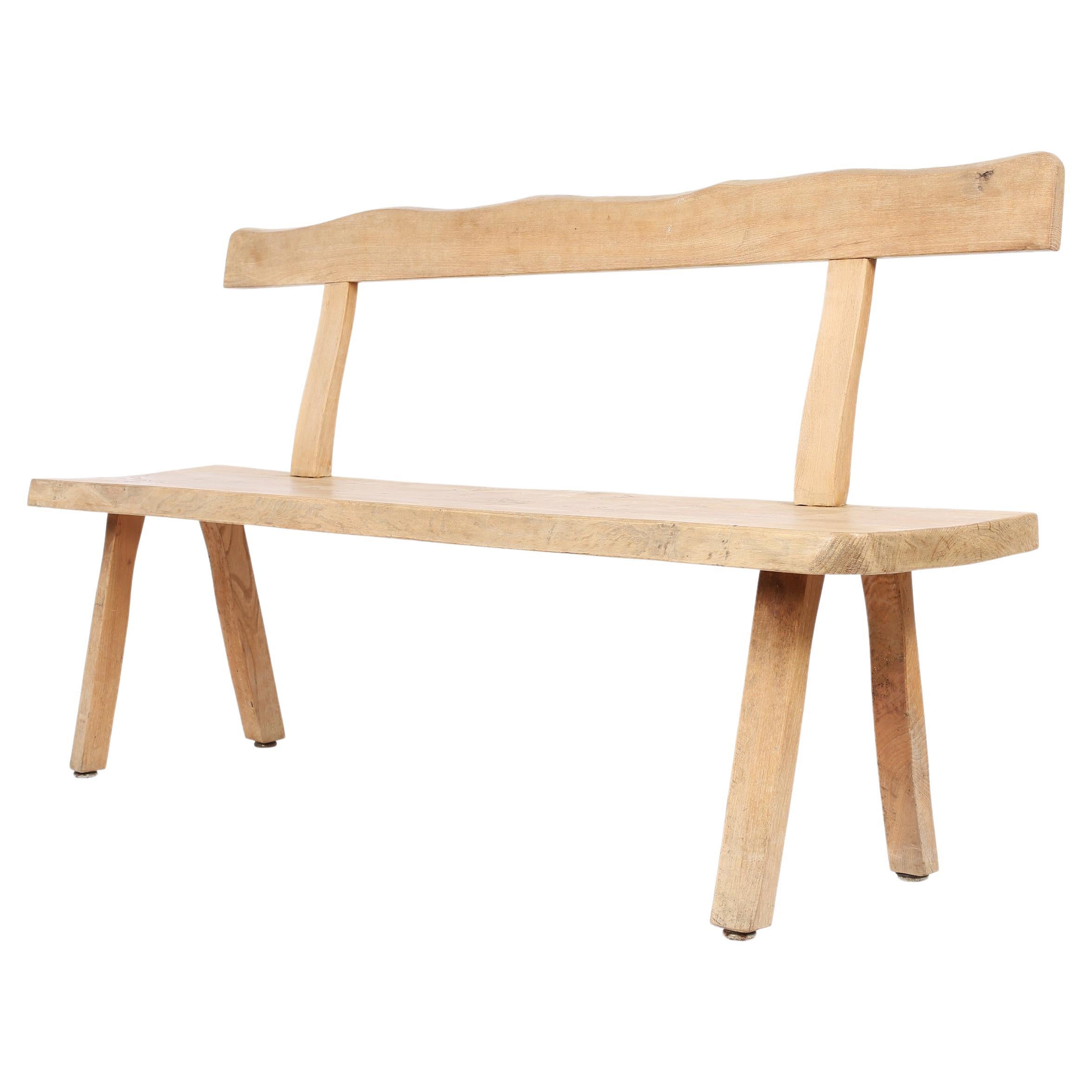 Solid Elm Bench Attributed to Olavi Hanninen, C. 1960s For Sale