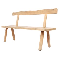 Solid Elm Bench Attributed to Olavi Hanninen, C. 1960s