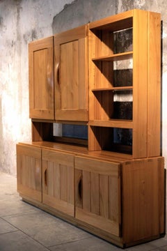 Solid Elm Bookcase from Maison Regain, France, 1960s