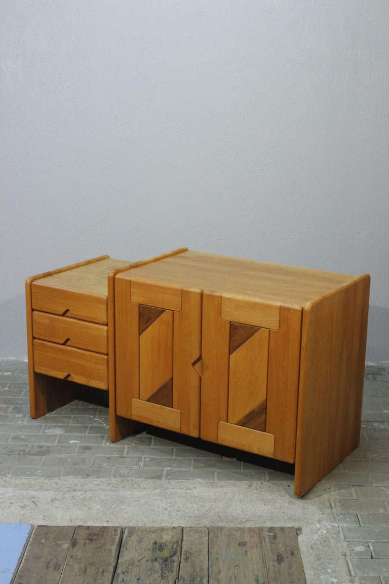 Solid elm cabinet by Sren Nissen & Ebbe Gehl for Maison Seltz, France 1990s