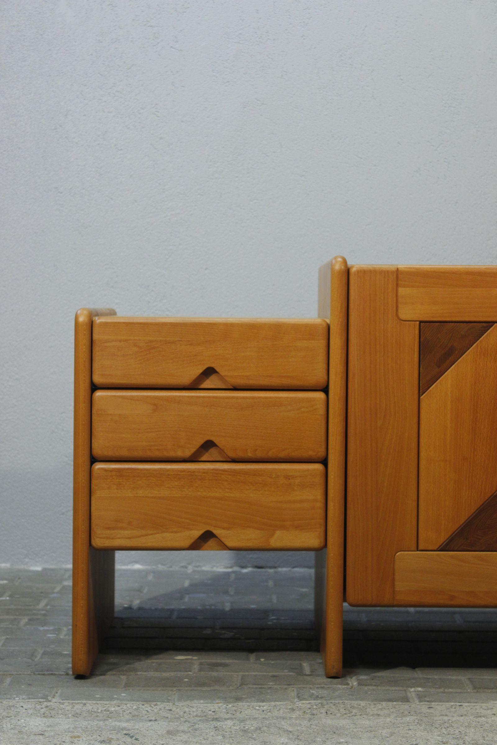 French Solid elm cabinet by Søren Nissen & Ebbe Gehl for Maison Seltz, France 1990s For Sale